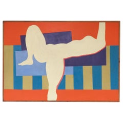Large Scale Midcentury Expressionist Nude Painting by Benjamin Weiss circa 1960s