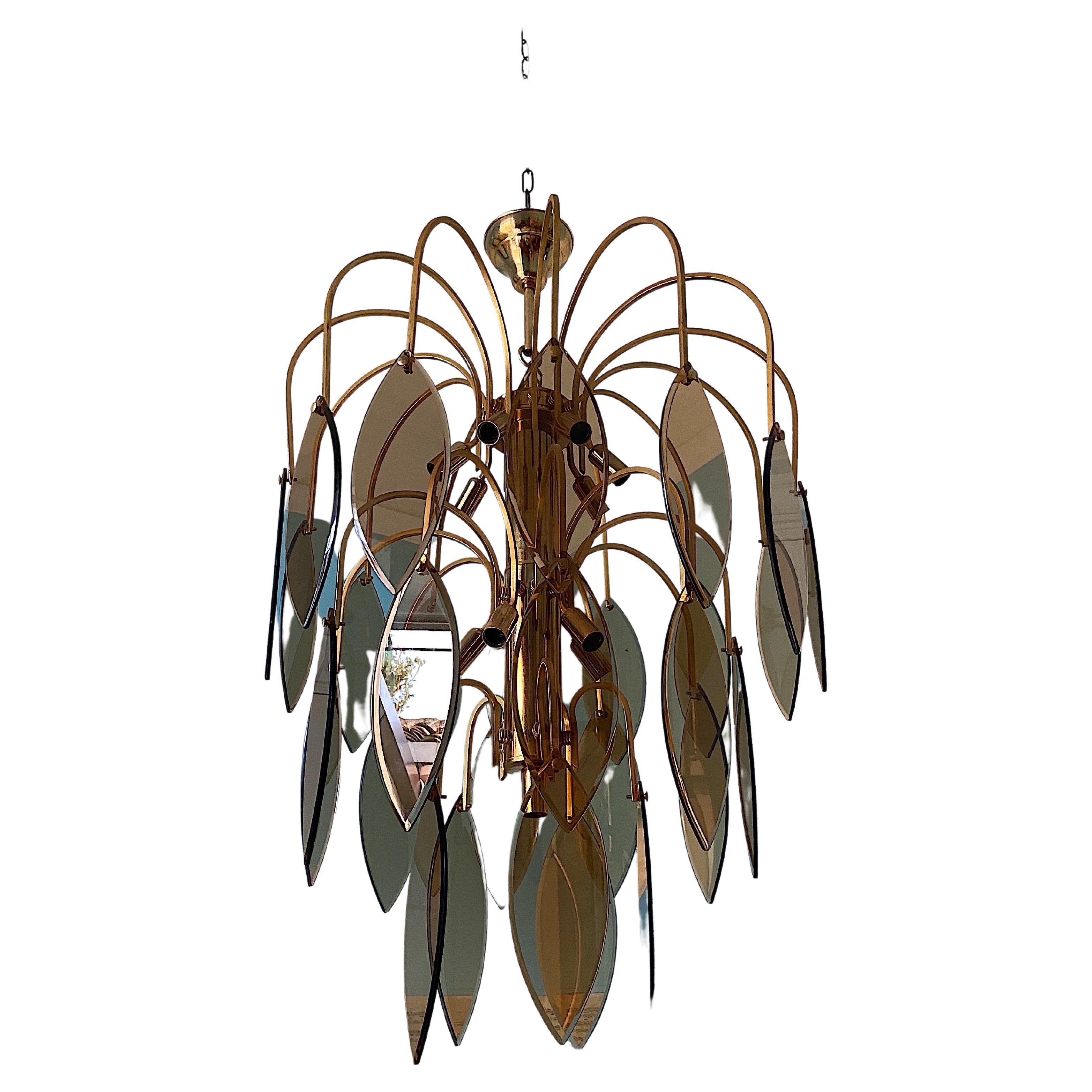 Large Scale Mid-Century Modern Murano Glass Chandelier Attributed to Vistosi 
