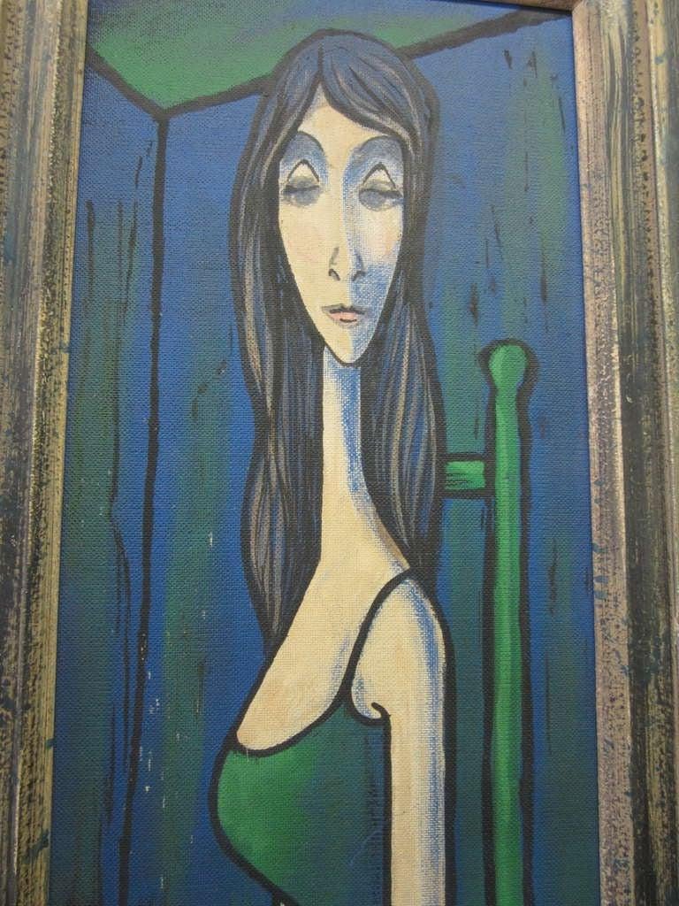 blue lady painting