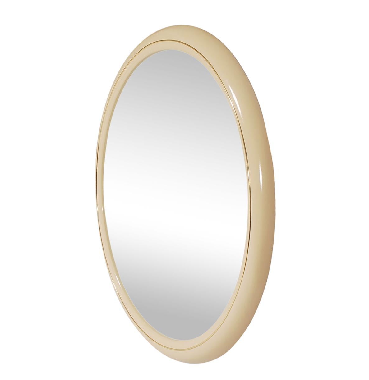 white circular mirror