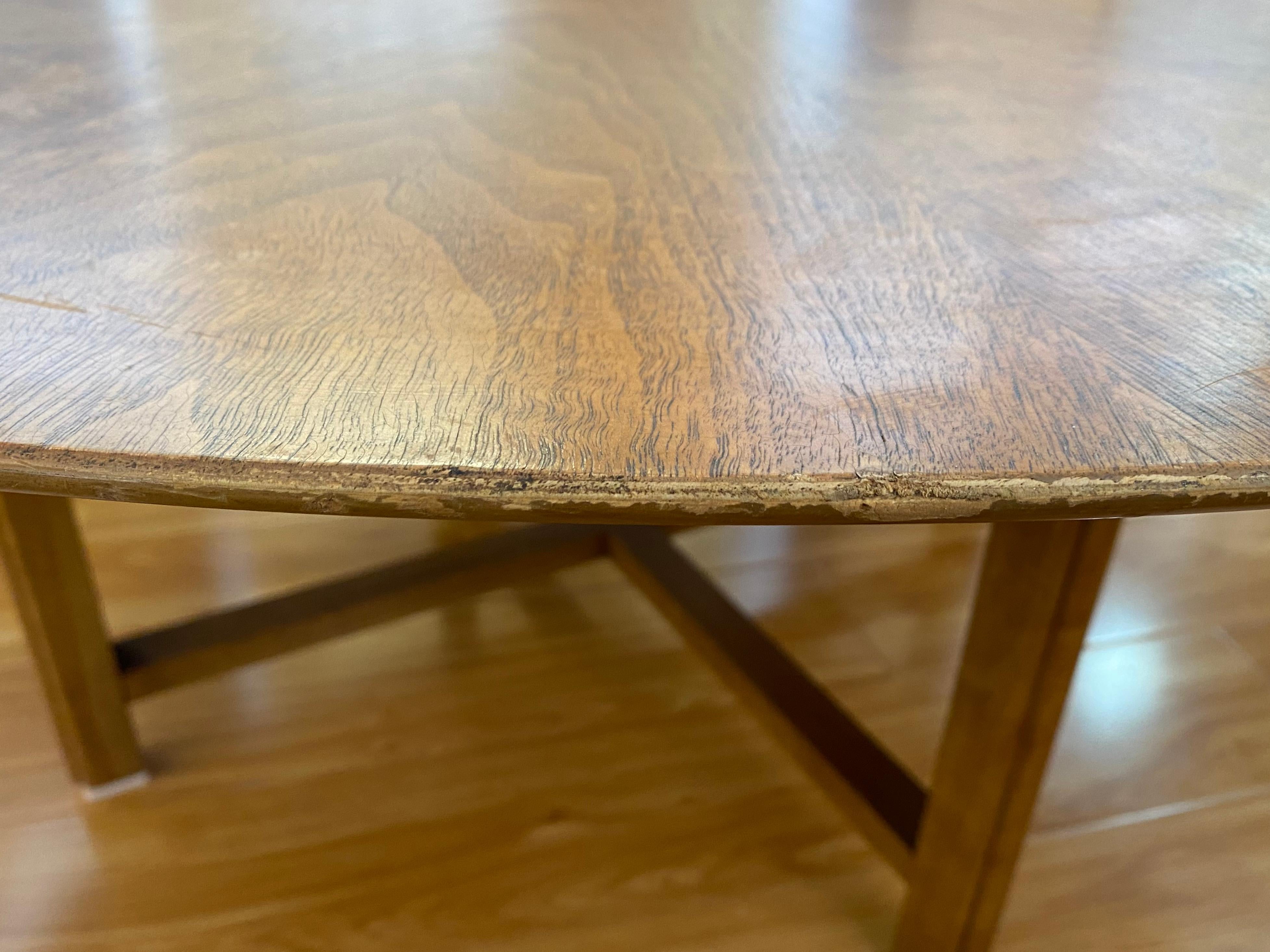 Large Scale Mid Century Round Walnut Coffee Table by Henredon, c.1960 6
