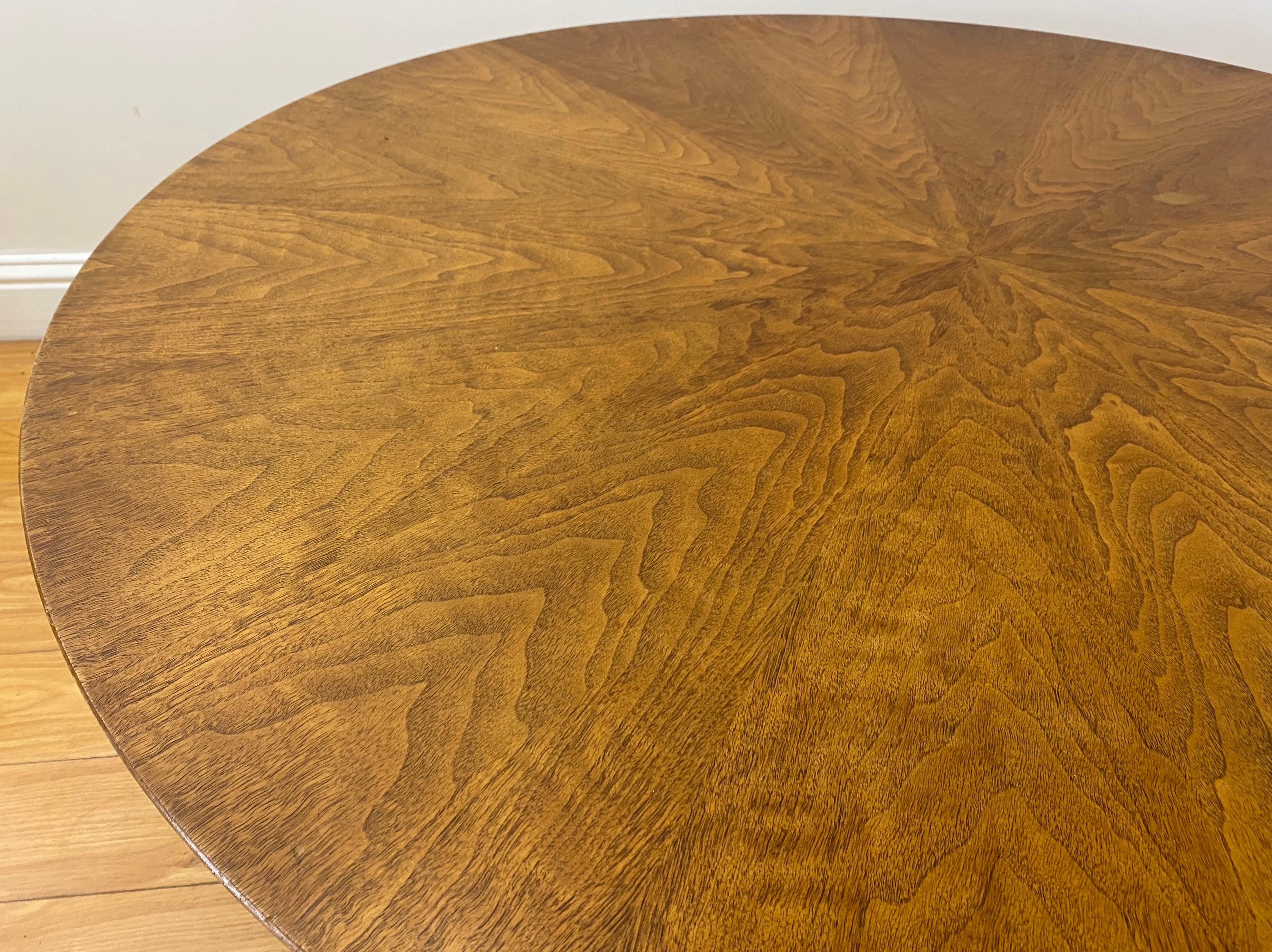 American Large Scale Mid Century Round Walnut Coffee Table by Henredon, c.1960