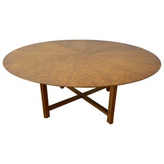 Large Scale Mid Century Round Walnut Coffee Table by Henredon, c.1960