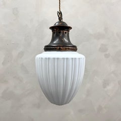 Large Scale Milk Glass Opaline Pendant English c1940