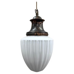 Large Scale Milk Glass Opaline Pendant English c1940