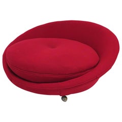 Milo Baughman Style Round Circular Chaise Lounge Chair, Mid-Century Modern