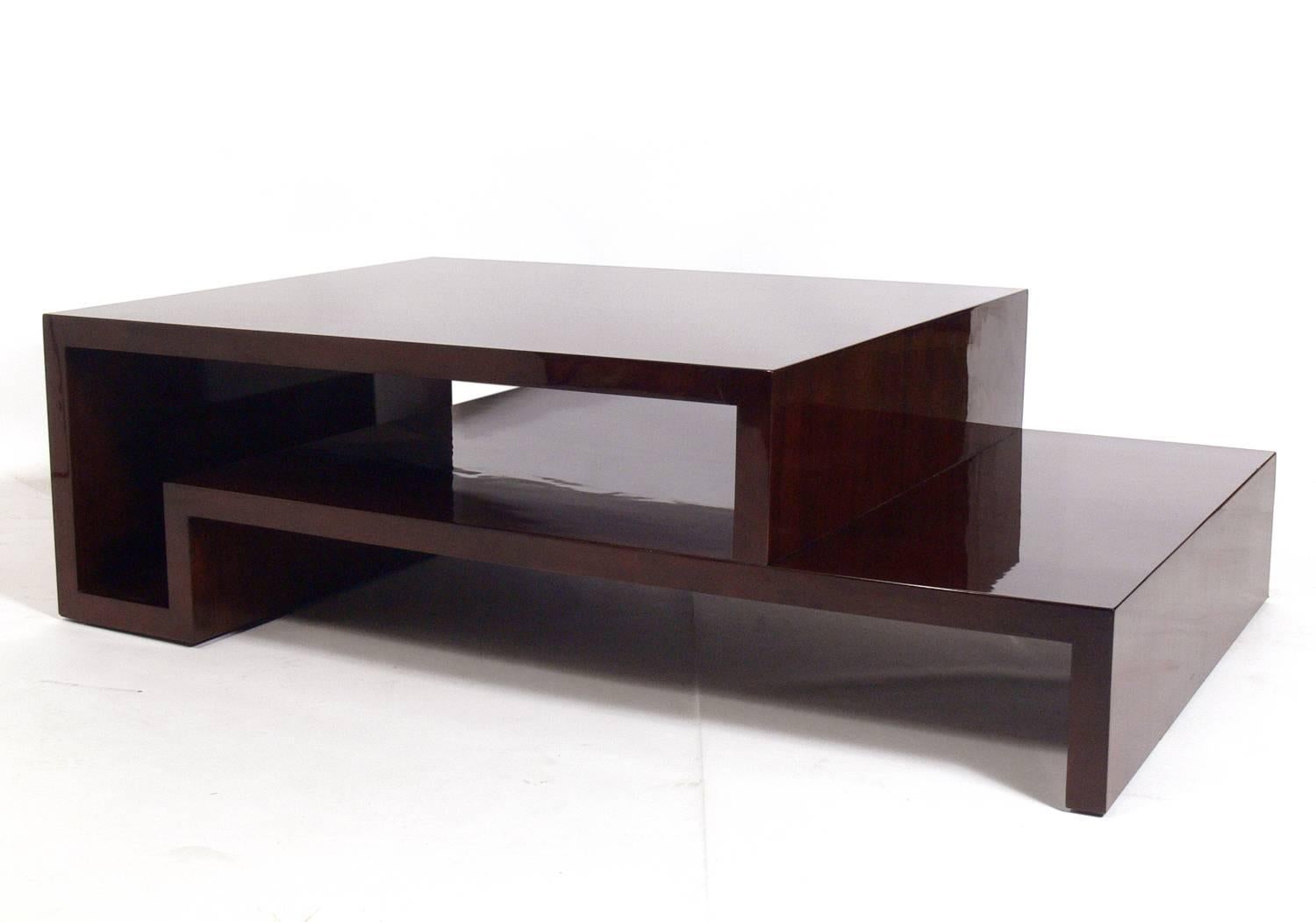Large-scale modern coffee table by Lorin Marsh, circa 1990s. Sculptural form in a sleek lacquer finish.