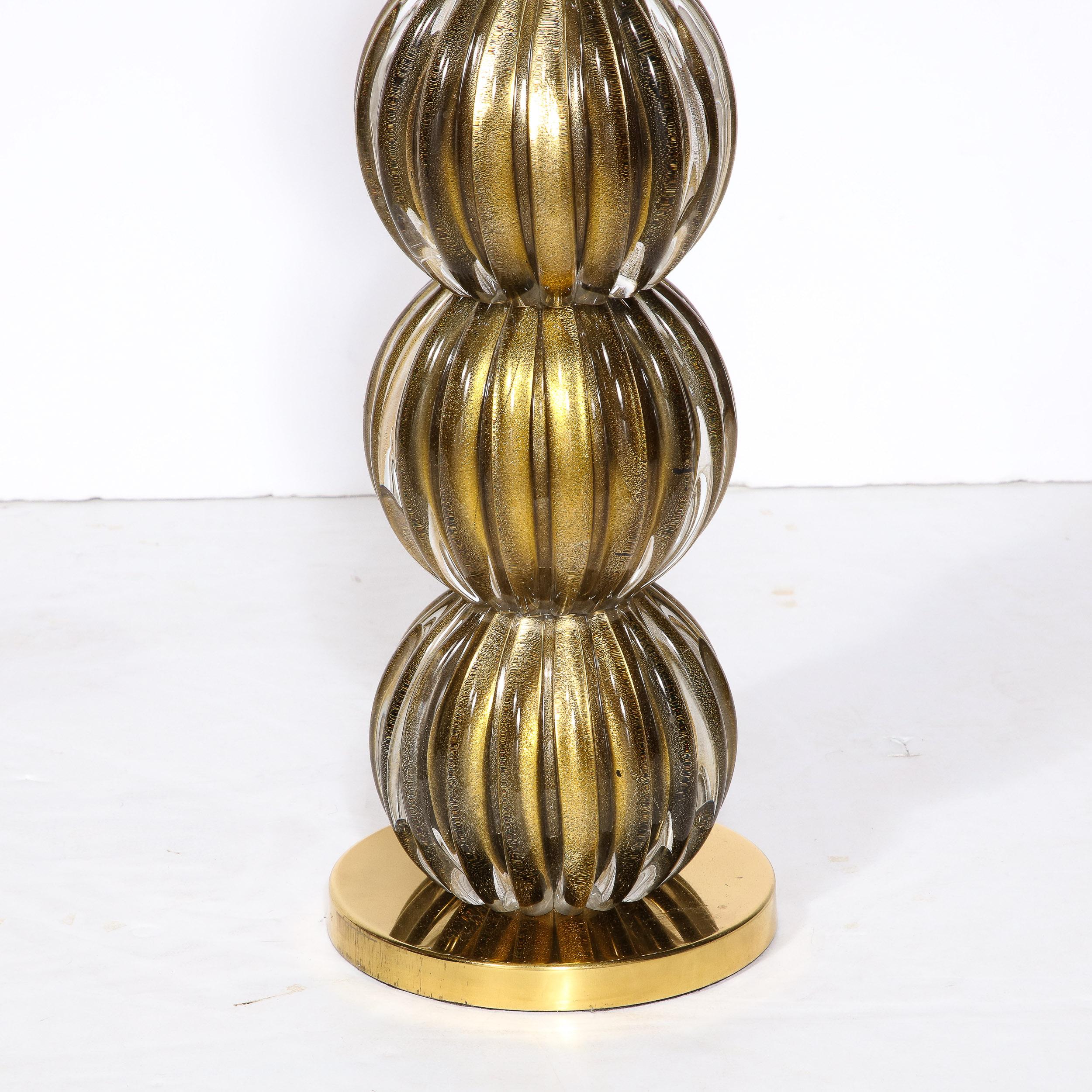Large Scale Modern Hand-Blown Murano Glass Table Lamps in Smoked Gold For Sale 7