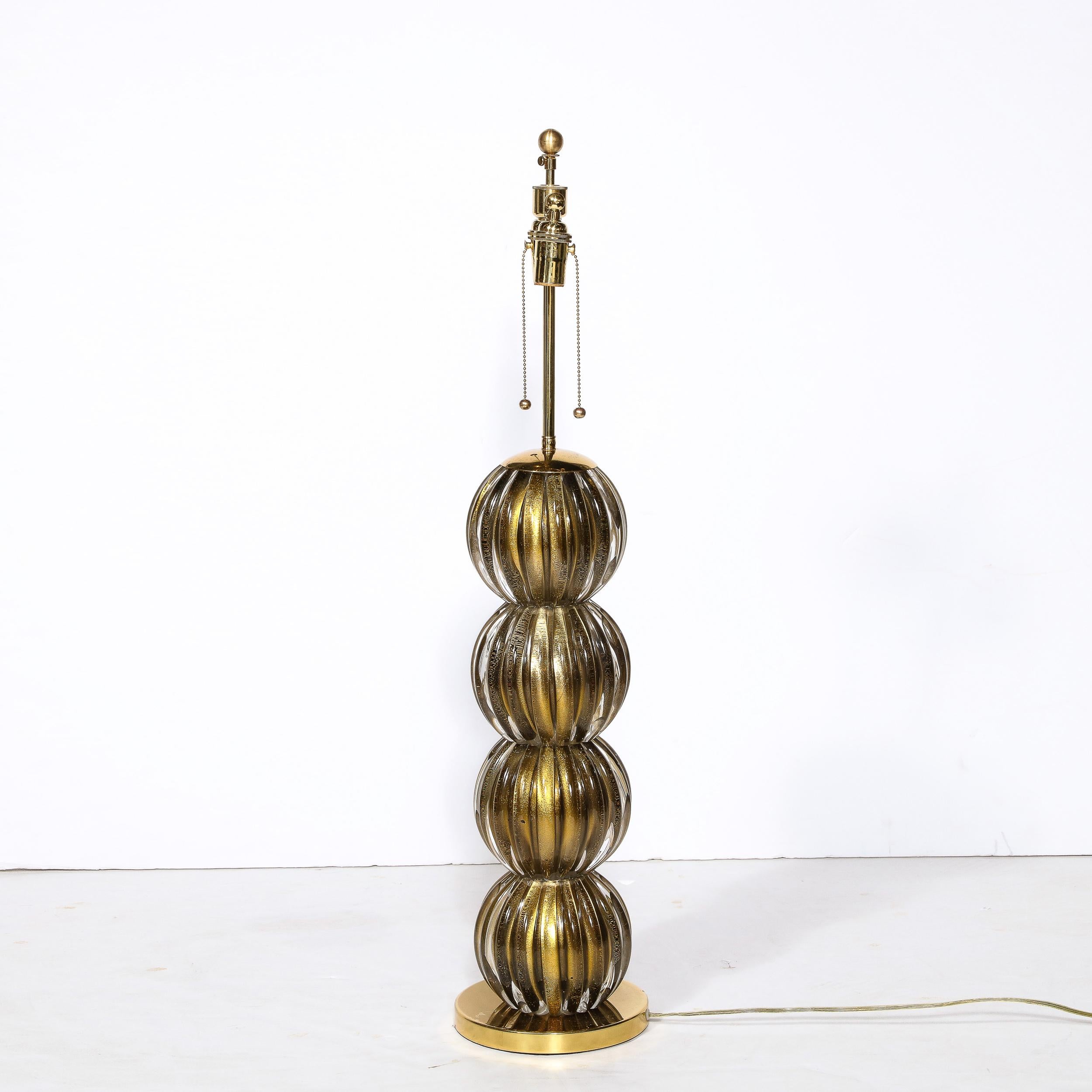 Large Scale Modern Hand-Blown Murano Glass Table Lamps in Smoked Gold For Sale 8