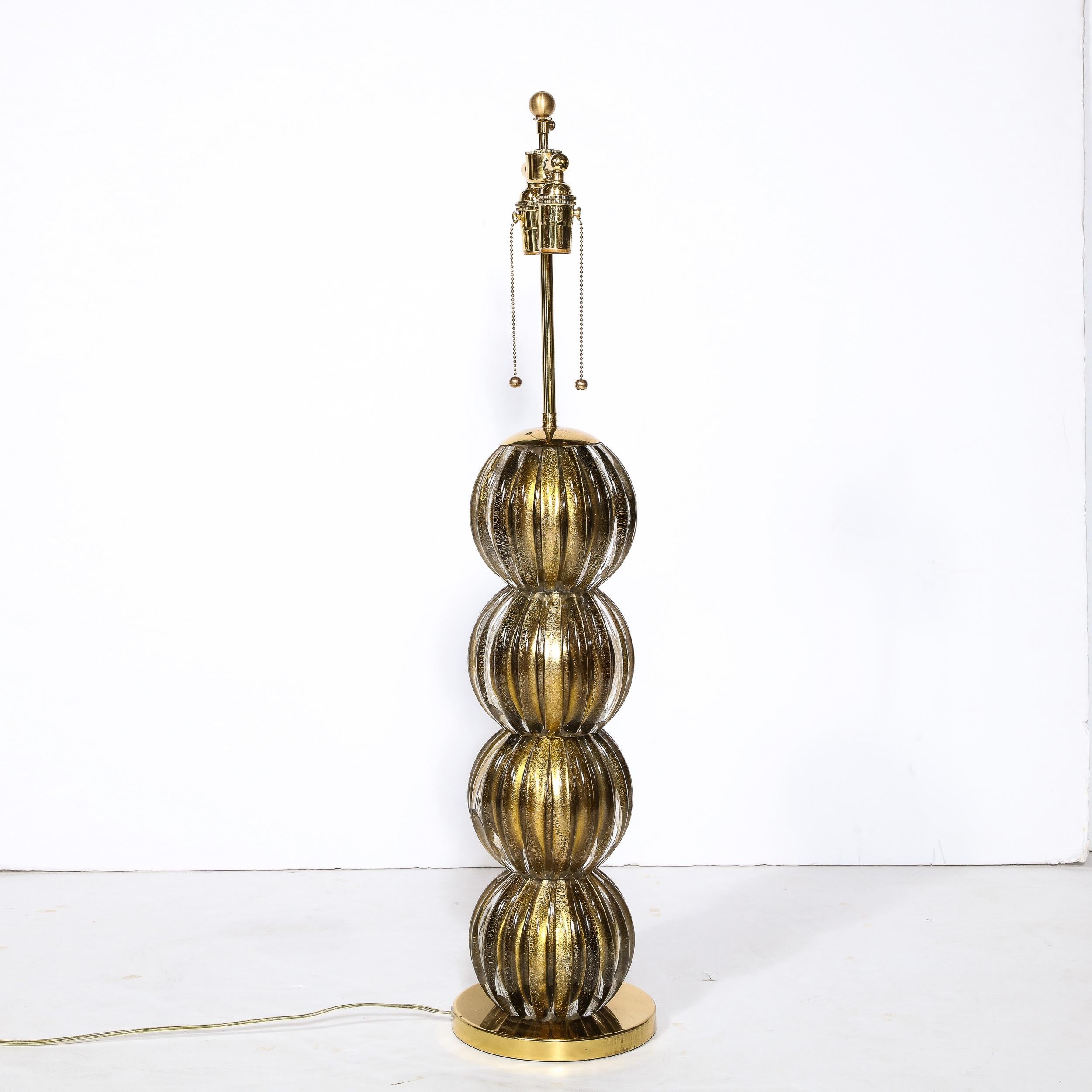 Large Scale Modern Hand-Blown Murano Glass Table Lamps in Smoked Gold For Sale 10