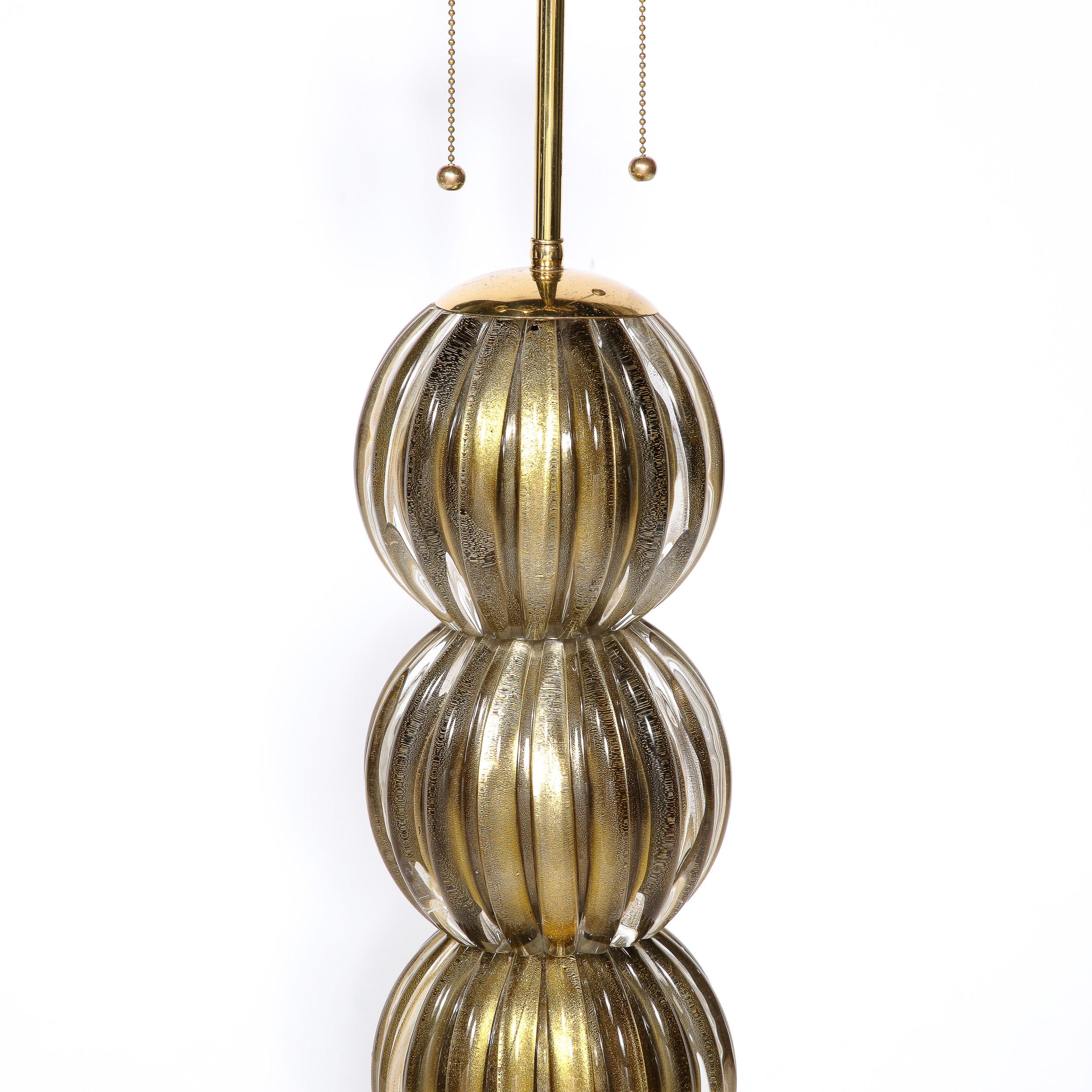 Italian Large Scale Modern Hand-Blown Murano Glass Table Lamps in Smoked Gold For Sale
