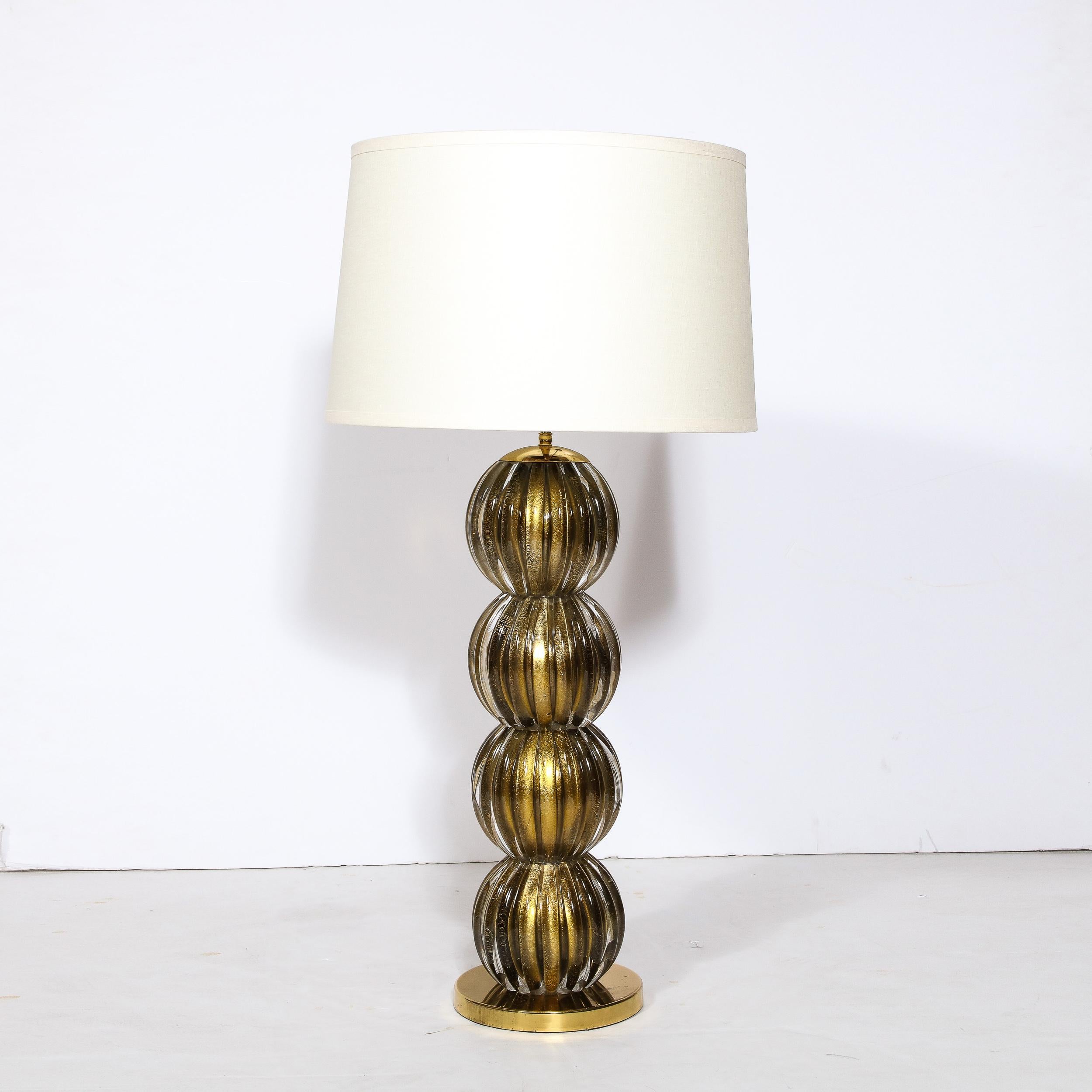 Large Scale Modern Hand-Blown Murano Glass Table Lamps in Smoked Gold In Excellent Condition For Sale In New York, NY