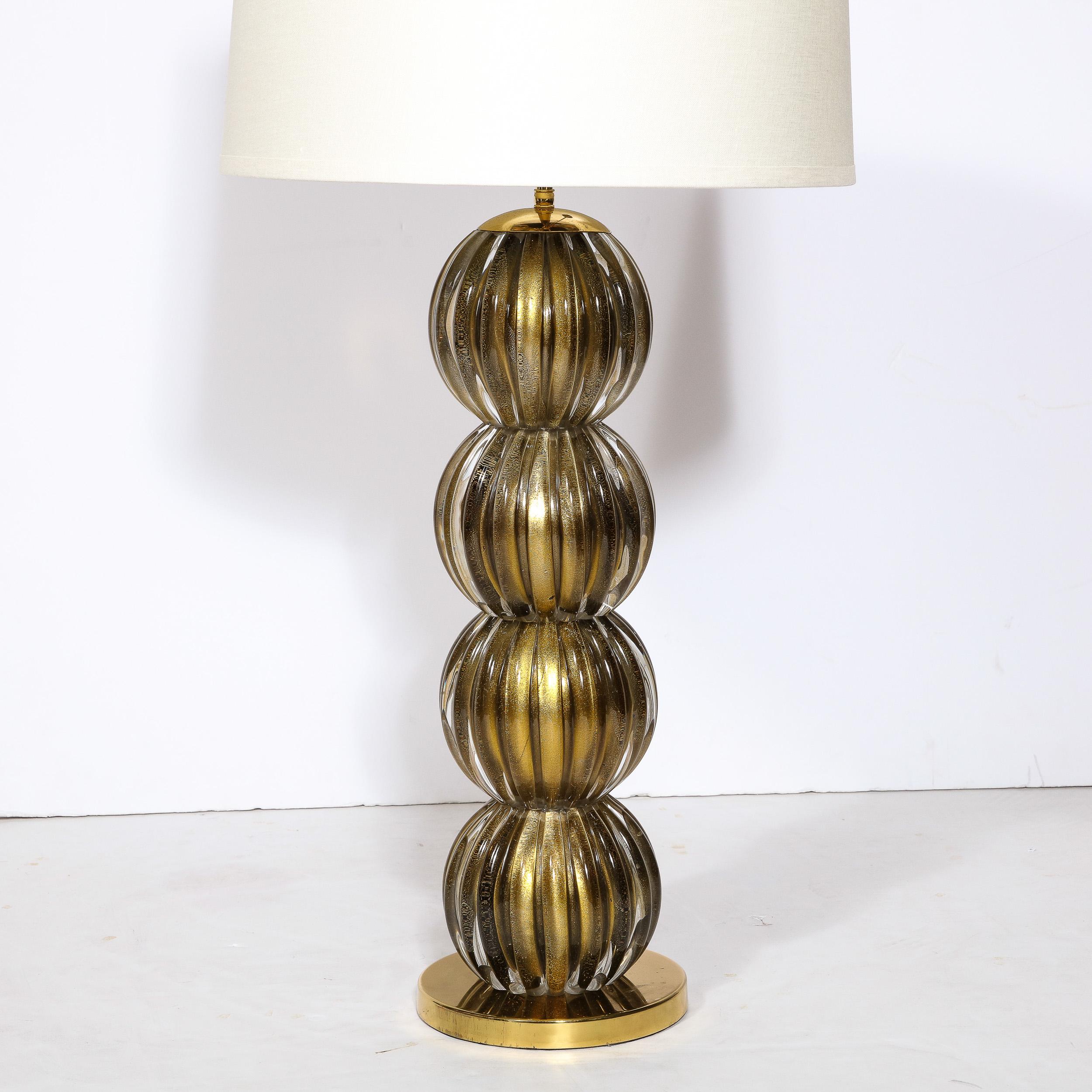 20th Century Large Scale Modern Hand-Blown Murano Glass Table Lamps in Smoked Gold For Sale