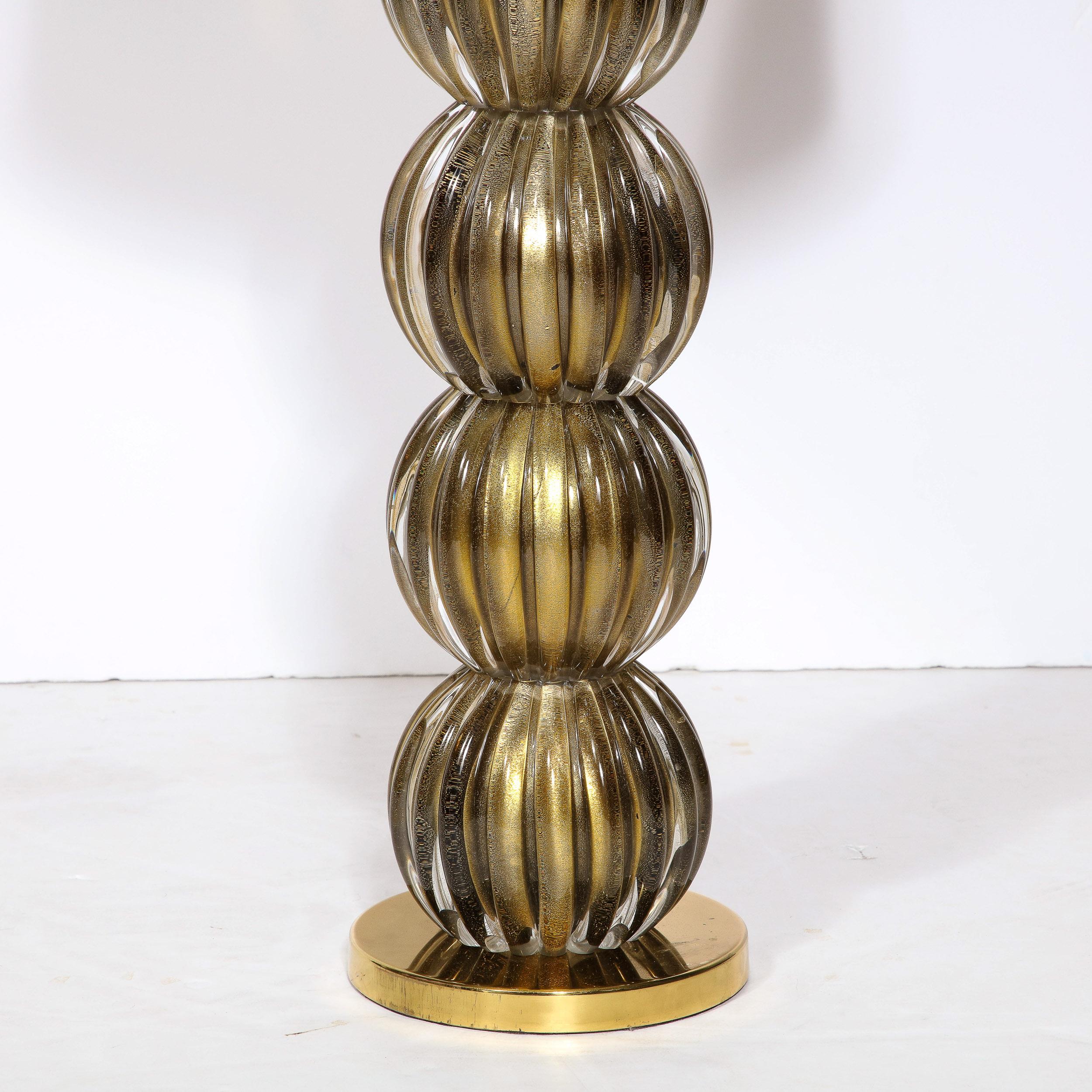 Large Scale Modern Hand-Blown Murano Glass Table Lamps in Smoked Gold For Sale 1