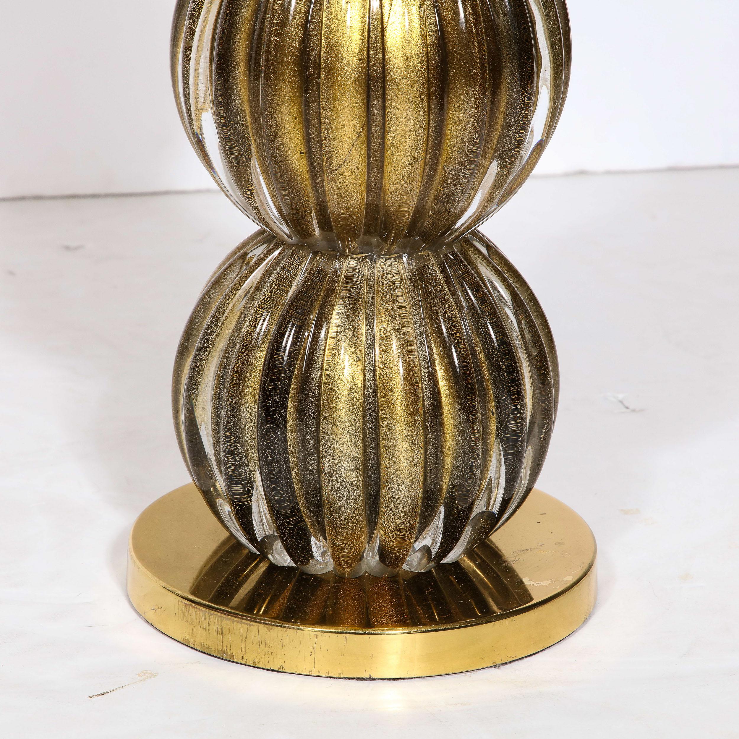 Large Scale Modern Hand-Blown Murano Glass Table Lamps in Smoked Gold For Sale 2