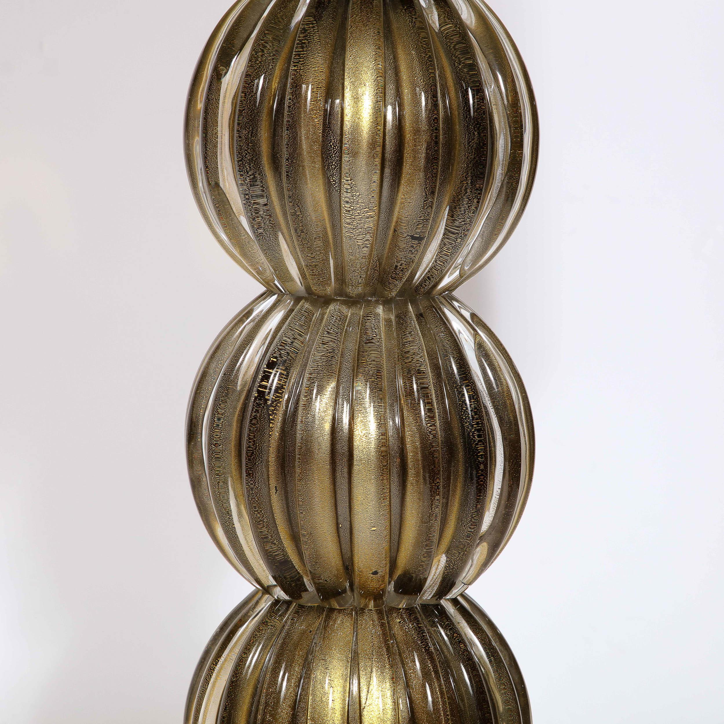 Large Scale Modern Hand-Blown Murano Glass Table Lamps in Smoked Gold For Sale 3