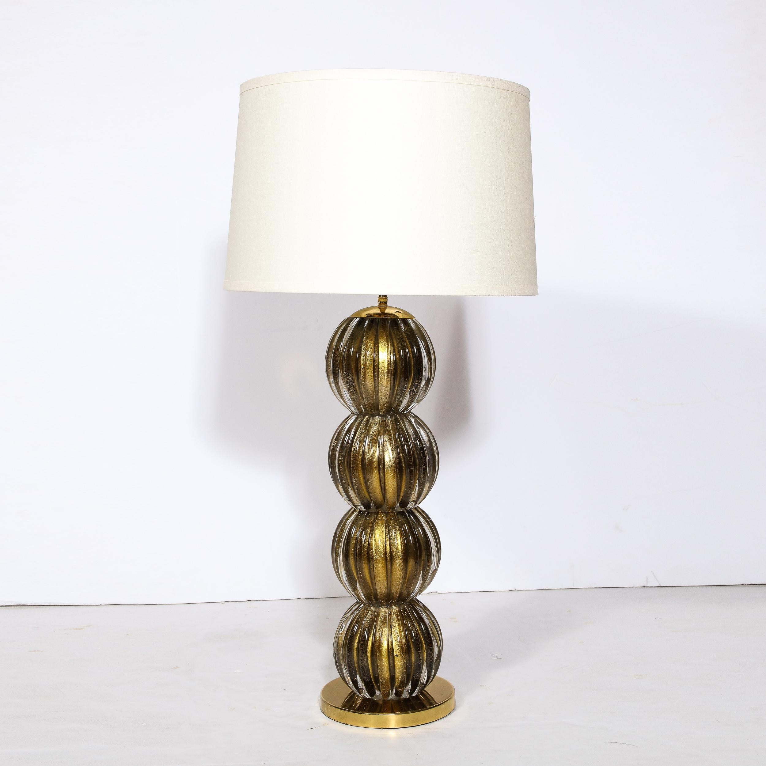 Large Scale Modern Hand-Blown Murano Glass Table Lamps in Smoked Gold For Sale 4