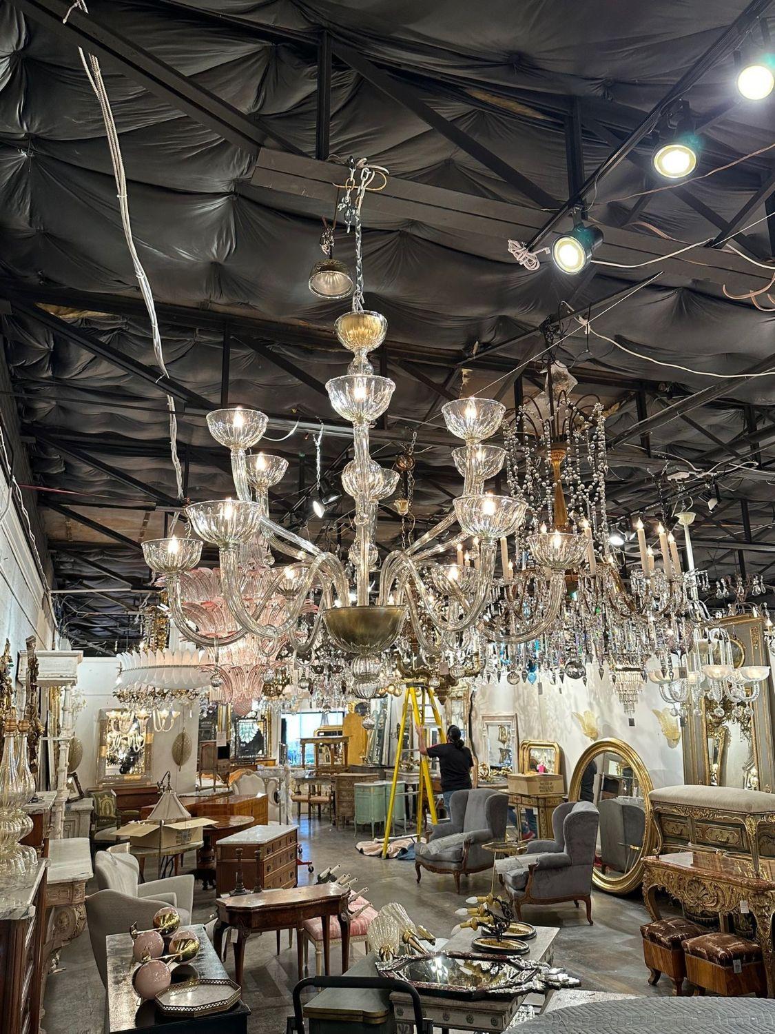 Large Scale Modern Murano Glass 2 Tier Chandelier For Sale 2