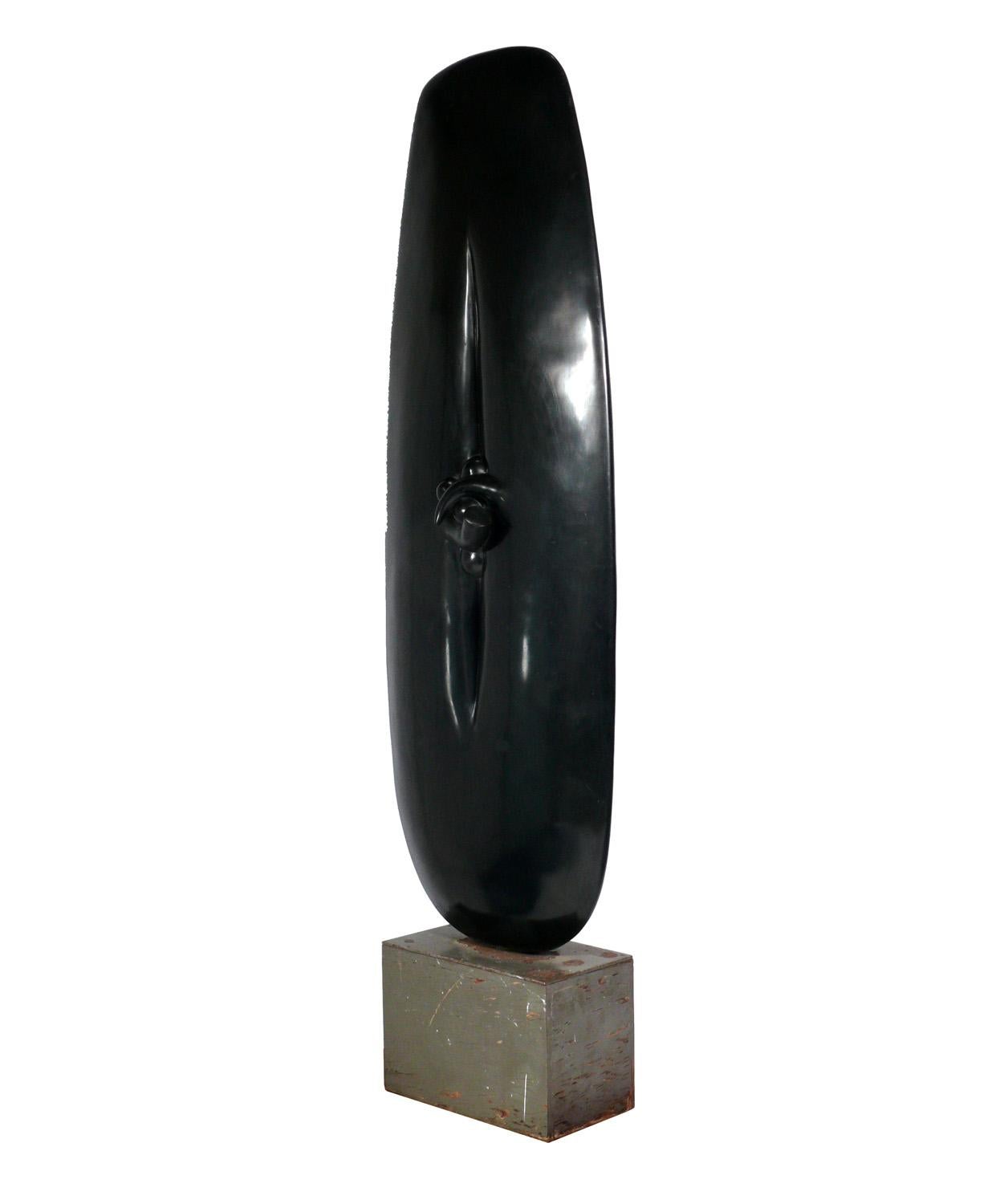 Large scale modern sculpture, purchased from the David Heath Gallery, Atlanta, Georgia, circa 1960s. We have been unable to identify the artist who made this work. It appears to be constructed of fiberglass or resin on a painted plywood base with