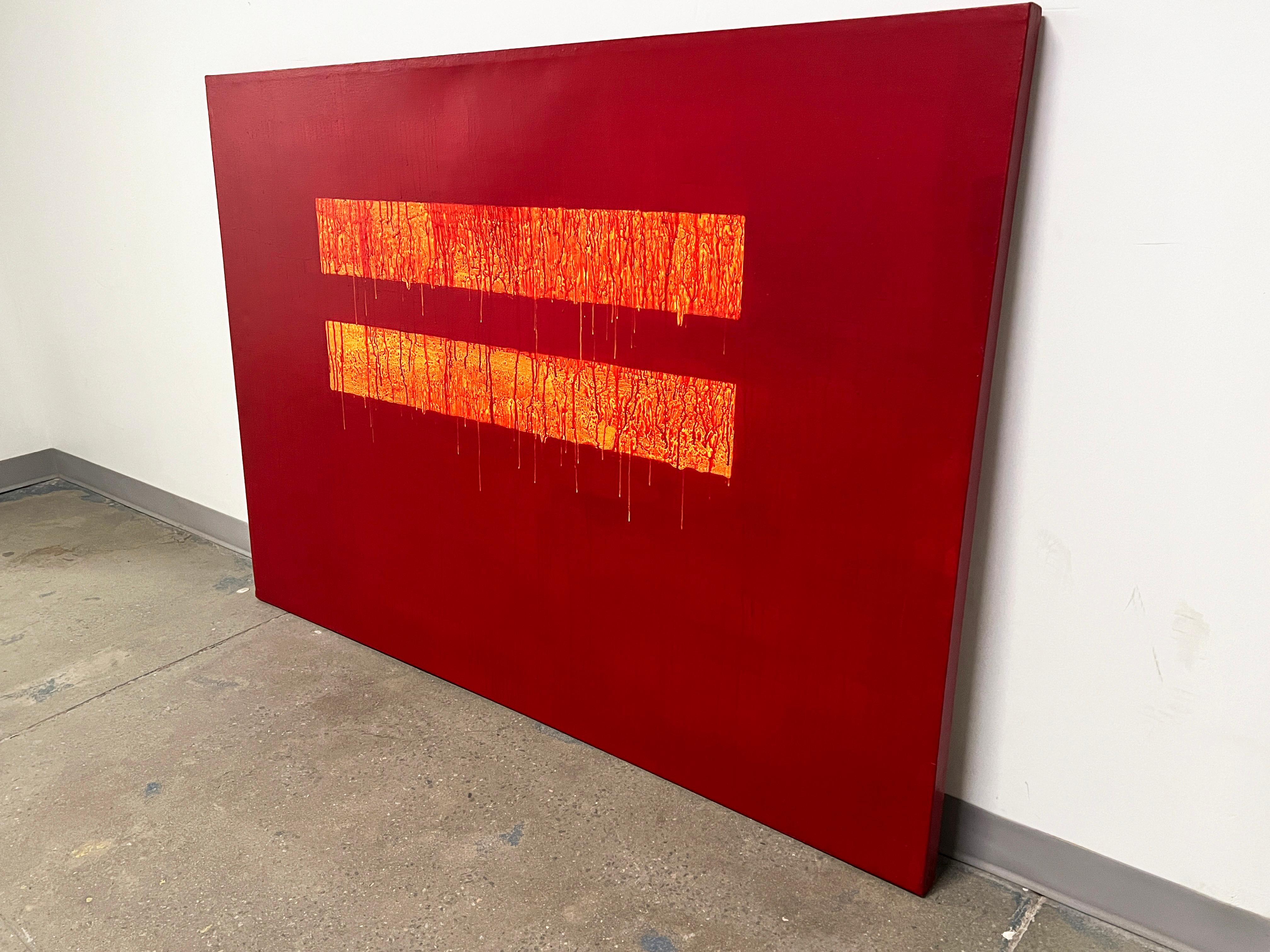 Eine große modernistische Leinwand, ca. 1970, des Künstlers Richard Alexander, damals Student an der Massachusetts School of Art.  Das Werk war stark von seiner Bewunderung für das Werk von Mark Rothko beeinflusst und trug den Titel 