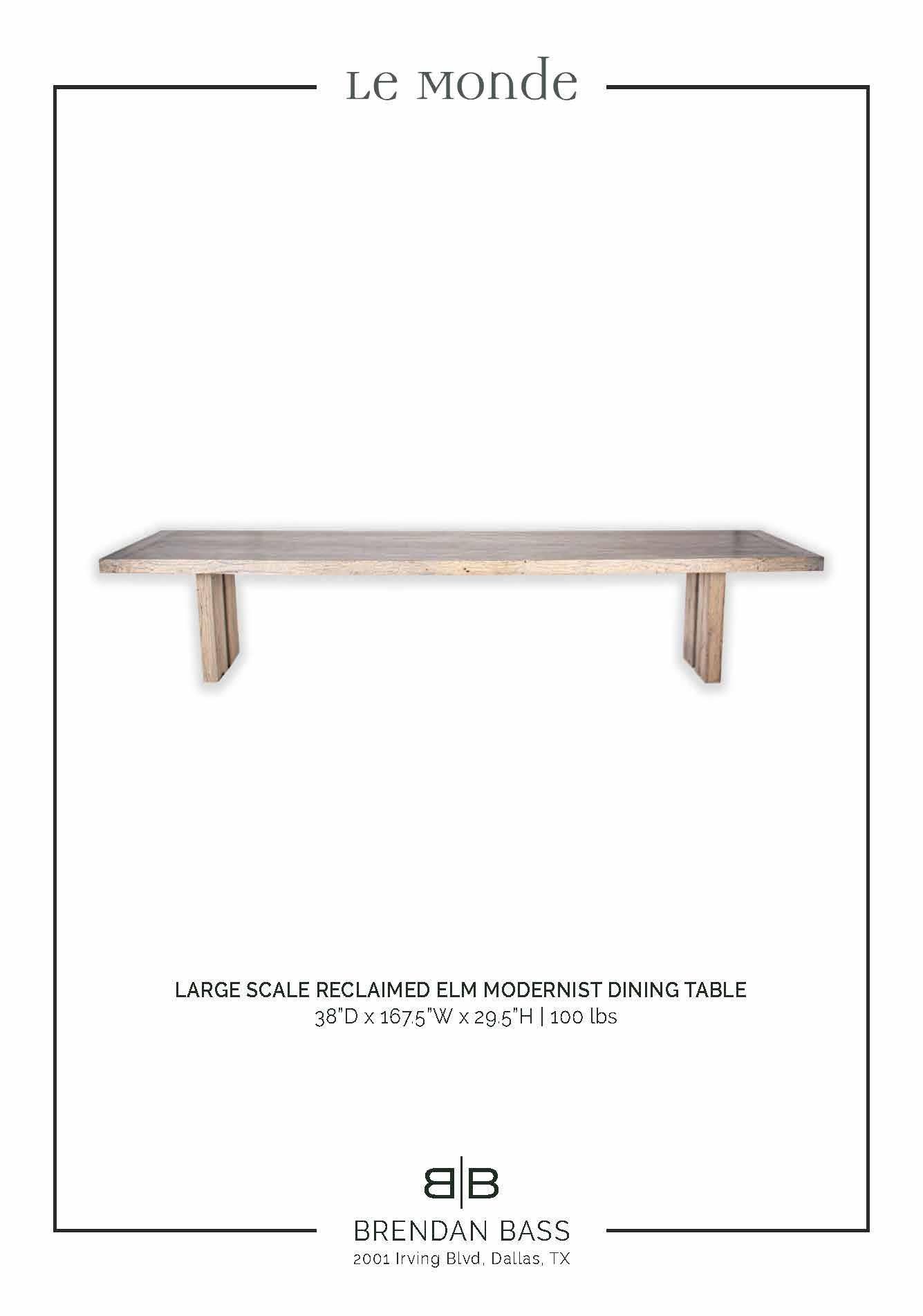 Large Scale Modernist Reclaimed Elm Dining Table 1