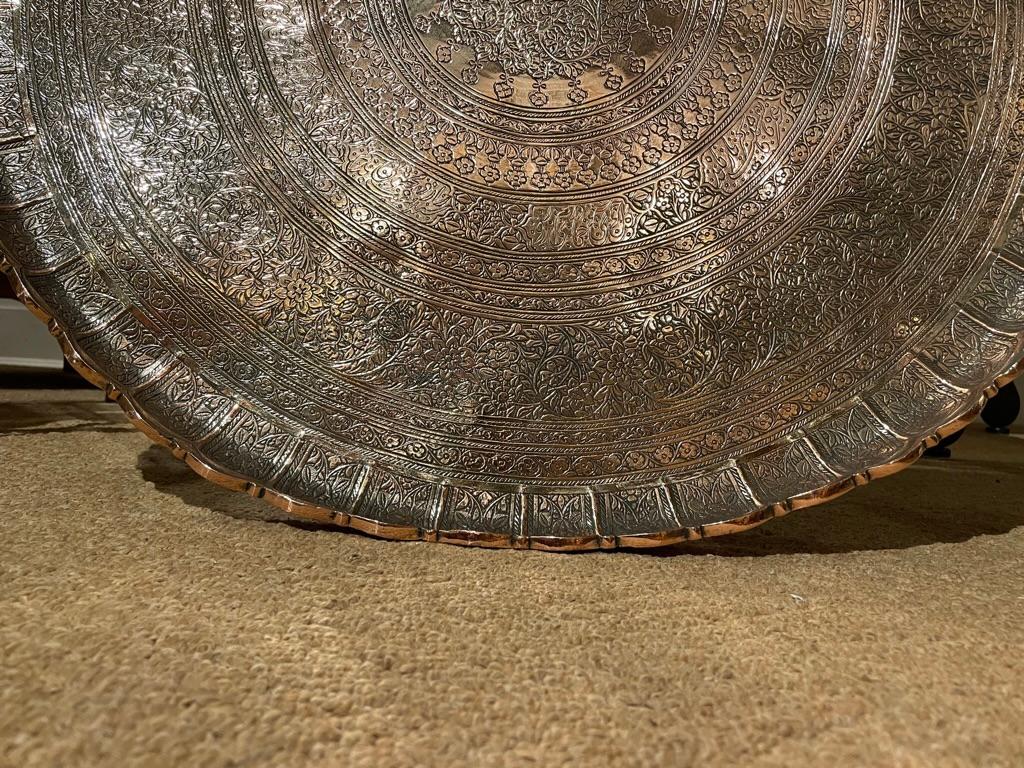 Moorish Large Scale Moroccan Etched Copper Tray