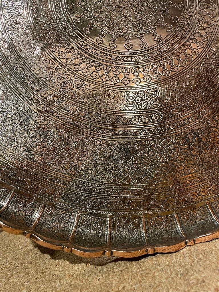 20th Century Large Scale Moroccan Etched Copper Tray
