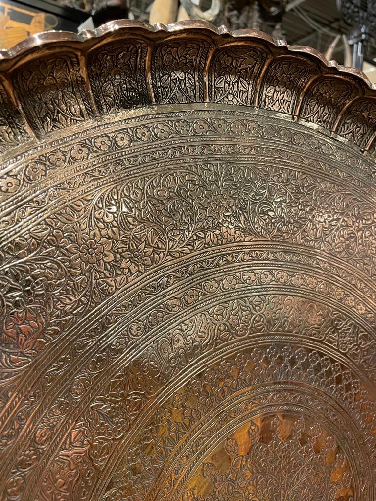 Large Scale Moroccan Etched Copper Tray 2