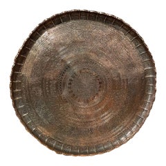 Large Scale Moroccan Etched Copper Tray