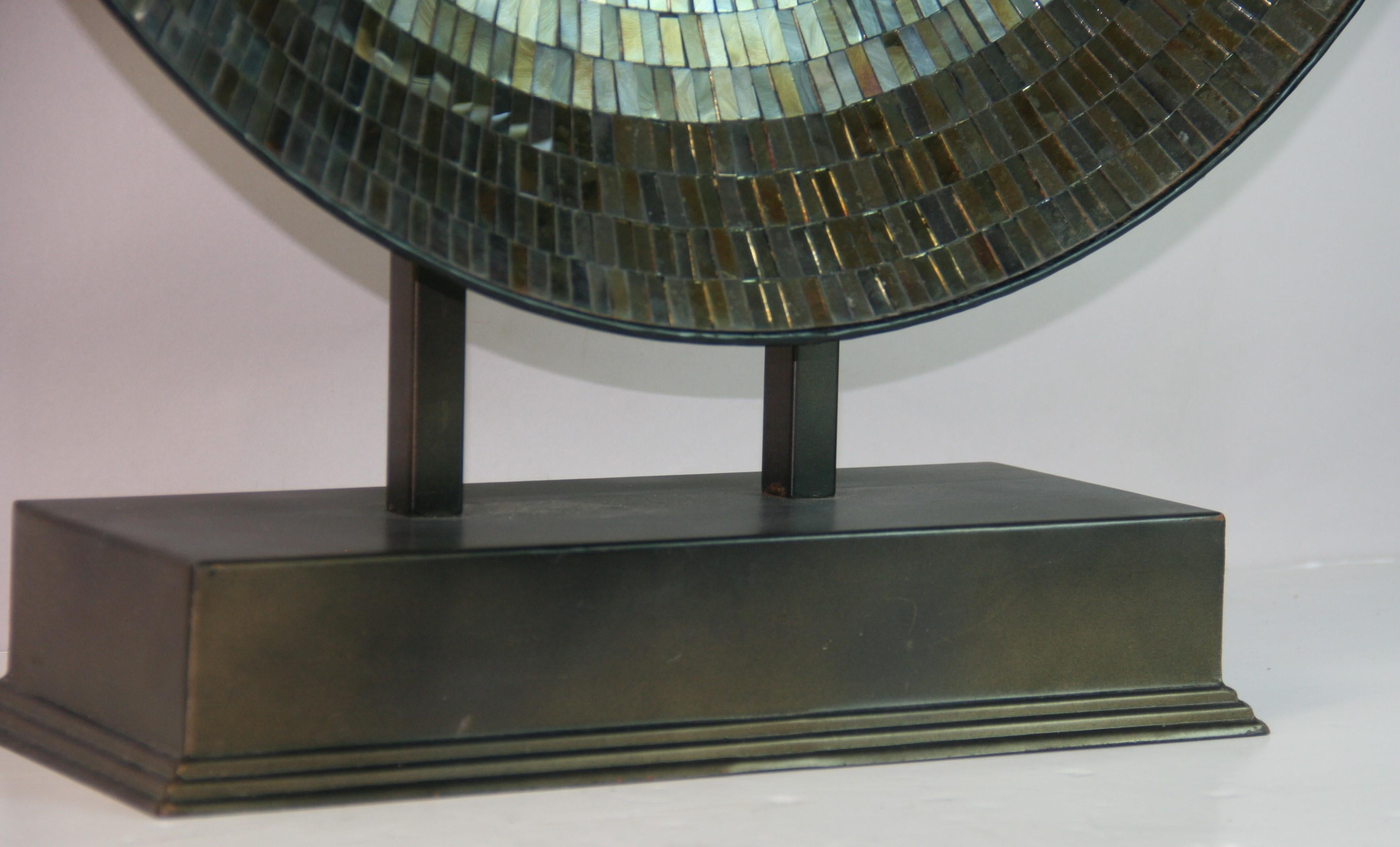 Hand-Crafted Large Scale Mounted Concave Micro Mosaic Mirror Sculpture