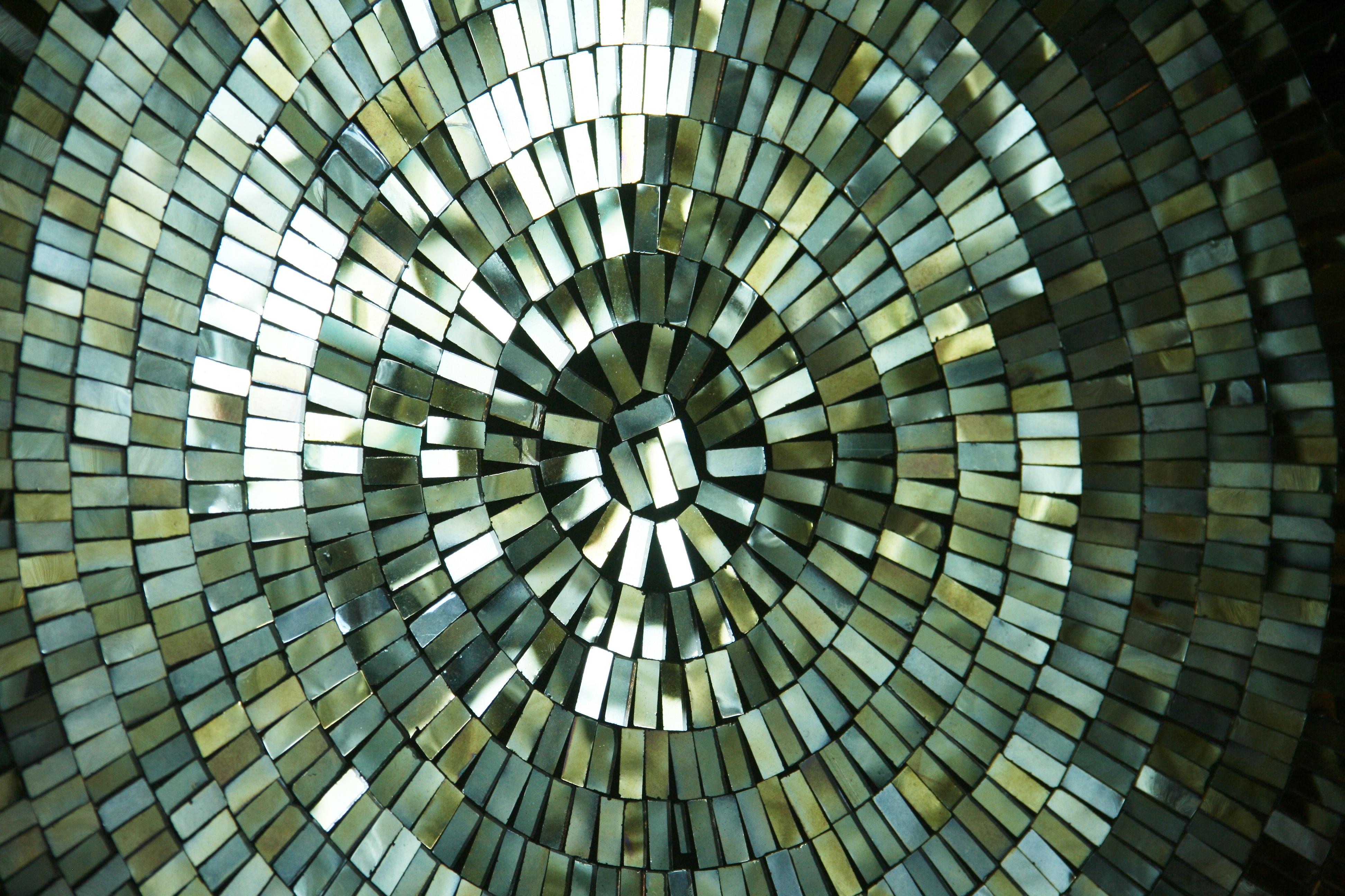 Metal Large Scale Mounted Concave Micro Mosaic Mirror Sculpture