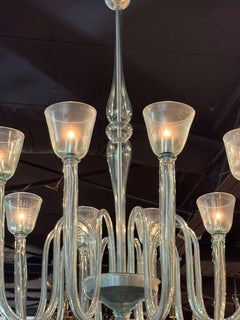 Large Scale Murano 10-Arm Fontana Green Chandelier