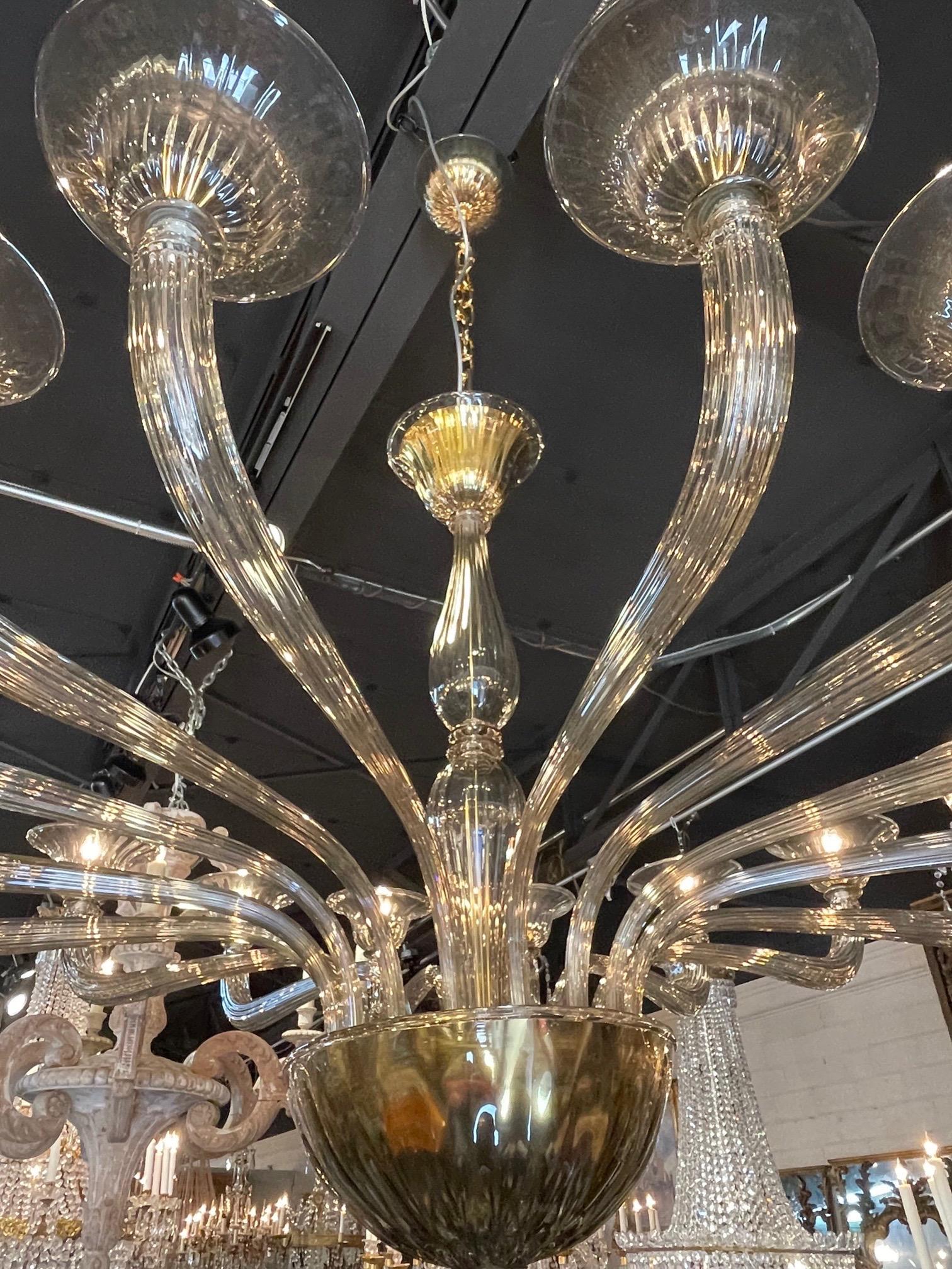 Large Scale Murano Glass 16 Light Modern Chandelier For Sale 1