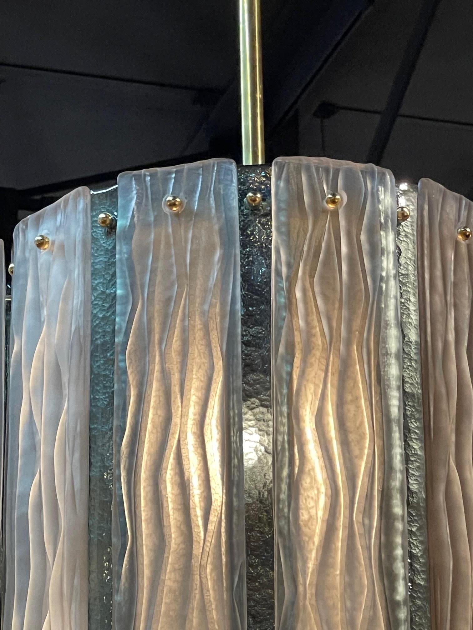Contemporary Large Scale Murano Glass and Brass 2 Tone Lantern
