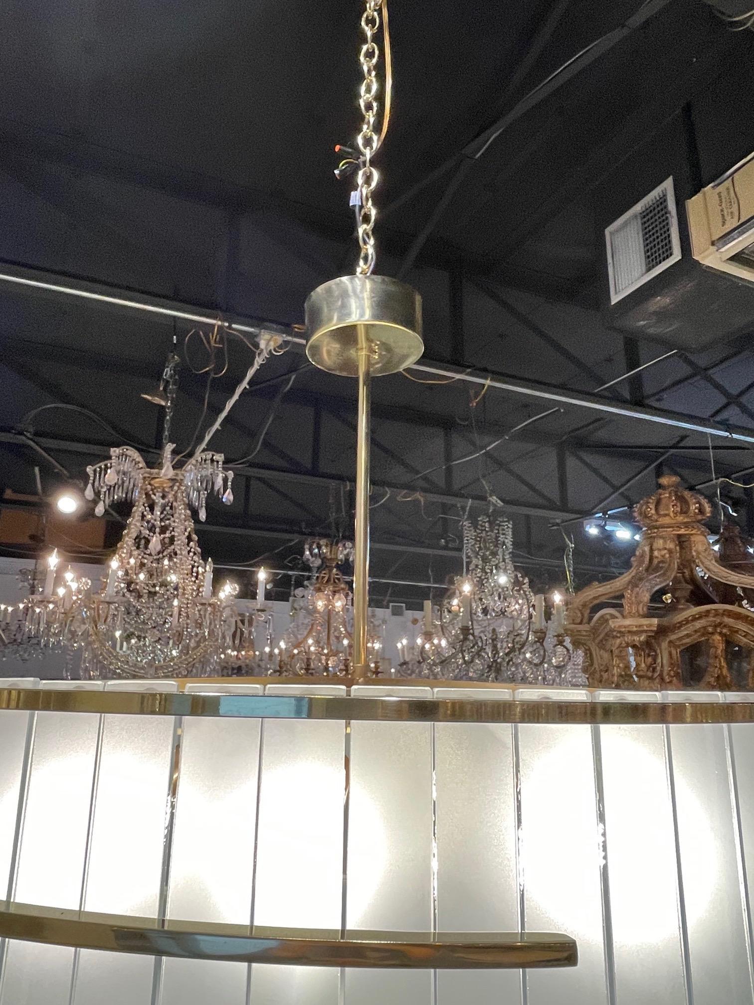 Contemporary Large Scale Murano Glass and Brass Round Chandelier For Sale