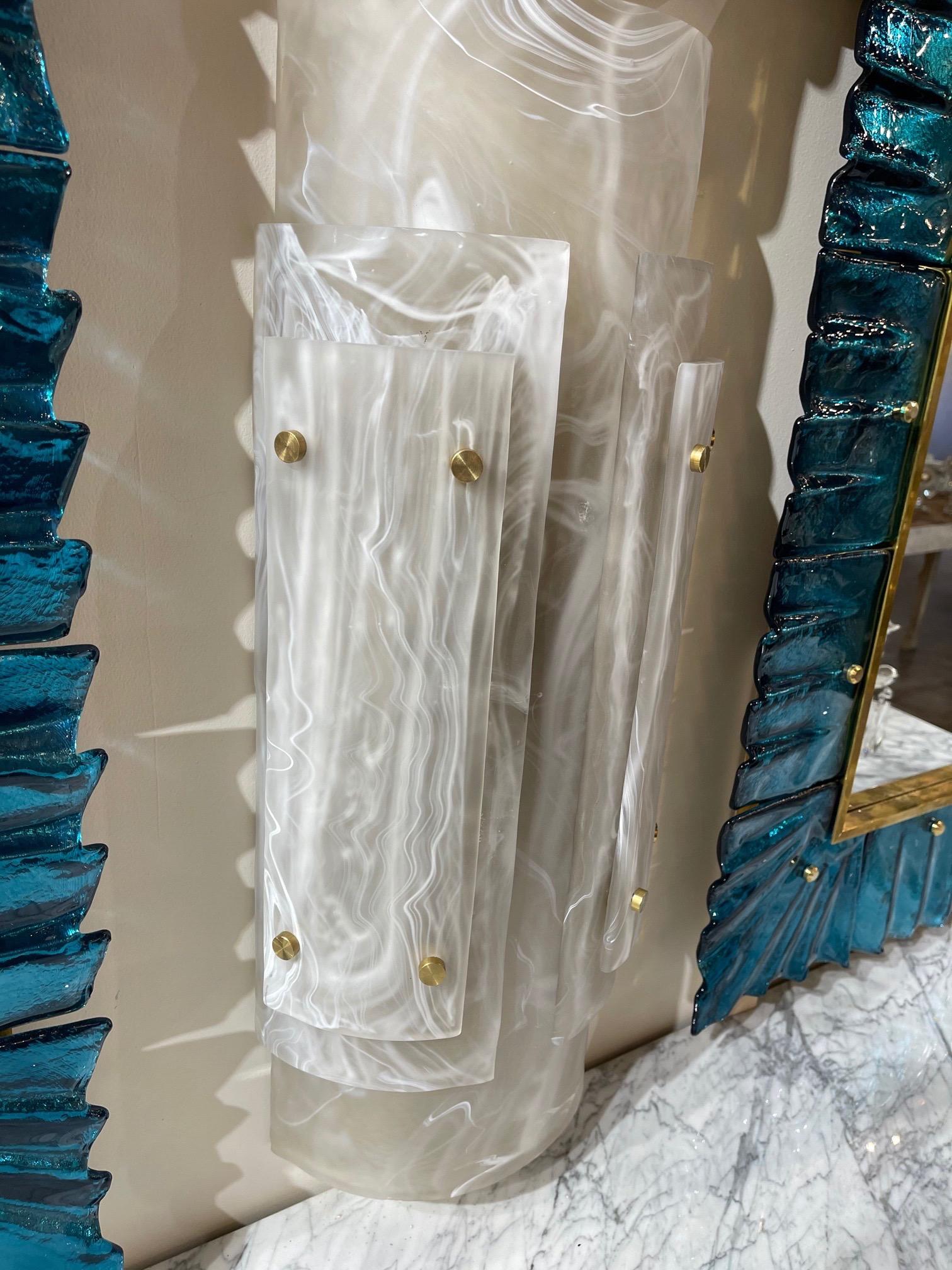 Contemporary Large Scale Murano Glass and Brass Sconces For Sale