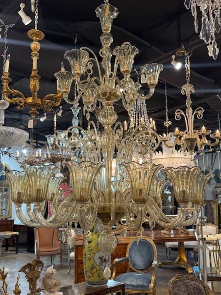Italian Large Scale Murano Glass Chandelier For Sale