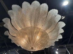Large Scale Murano Glass Flush Mount Chandelier in "Fume" Color