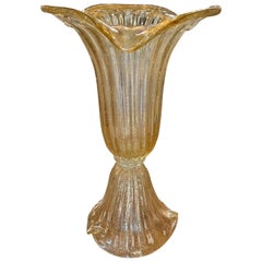 Large Scale Murano Glass Gold Fleck Tulip Vase