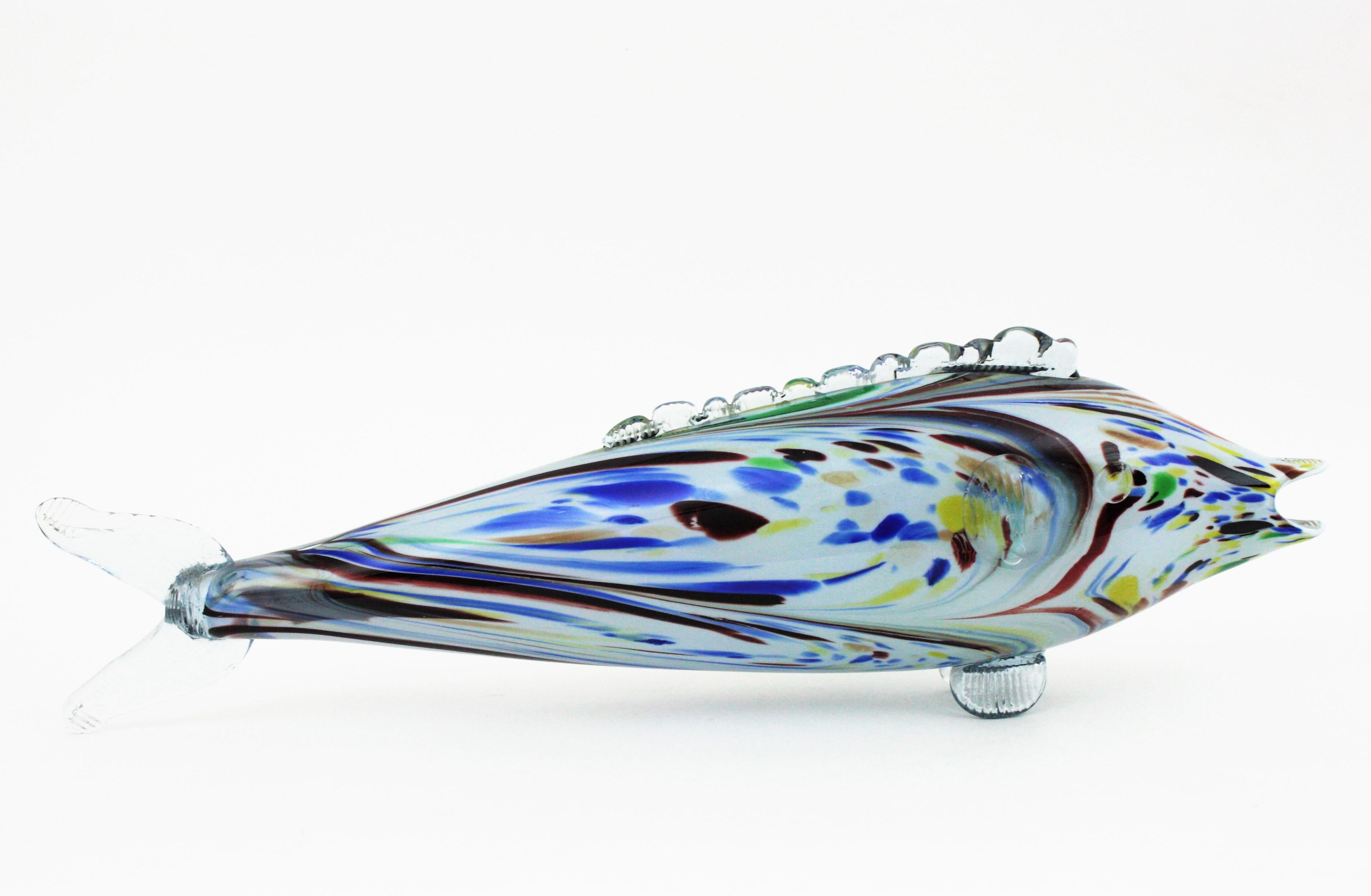 Large Scale Murano Glass Multicolor Fish Sculpture In Excellent Condition For Sale In Barcelona, ES