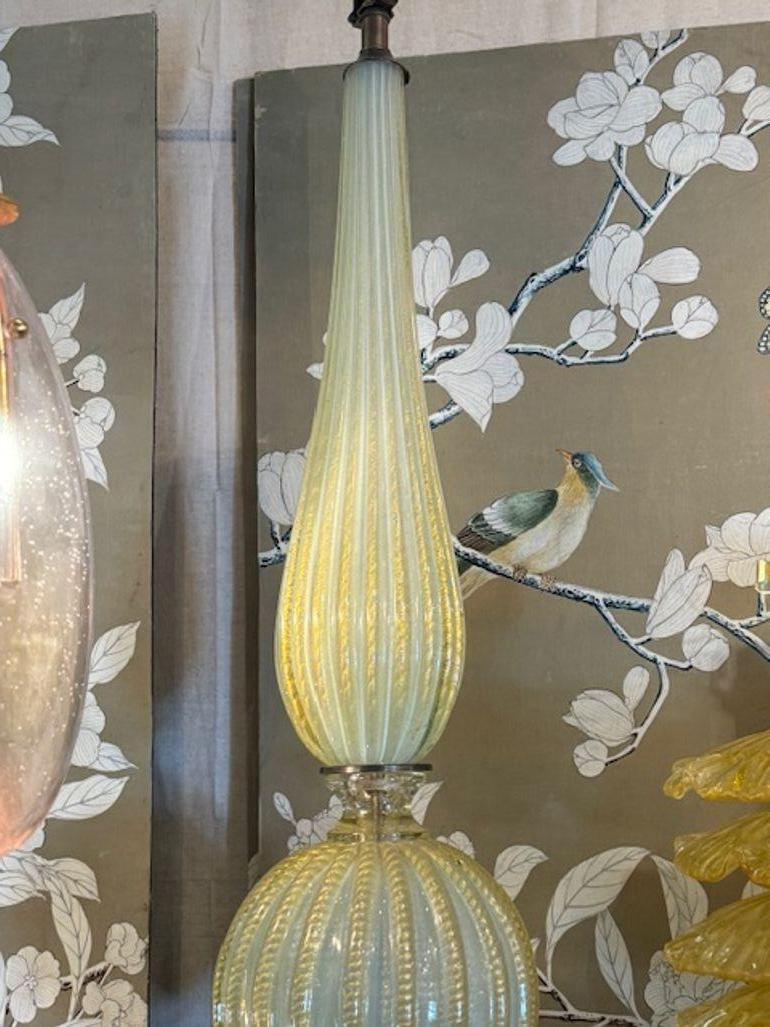 20th Century Large Scale Murano Opalescent and Gold Lamp For Sale