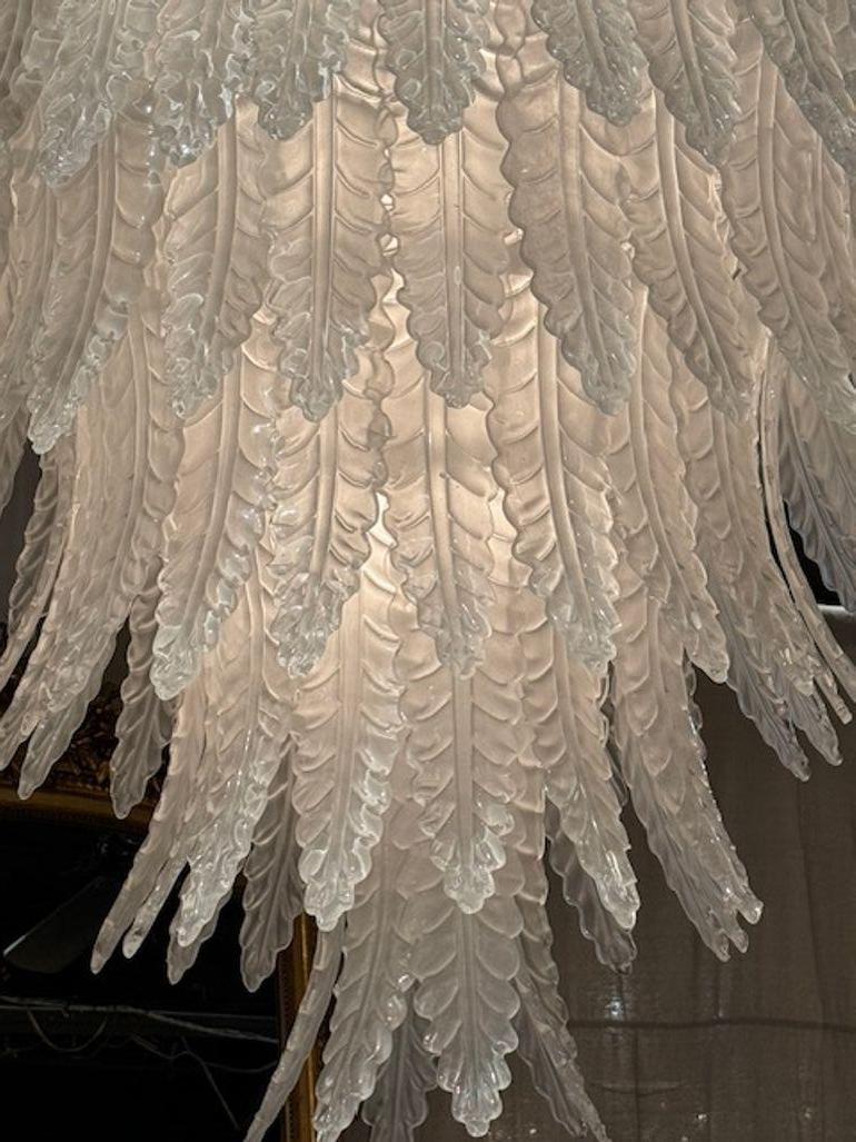 Blown Glass Large Scale Murano Waterfall Chandelier For Sale