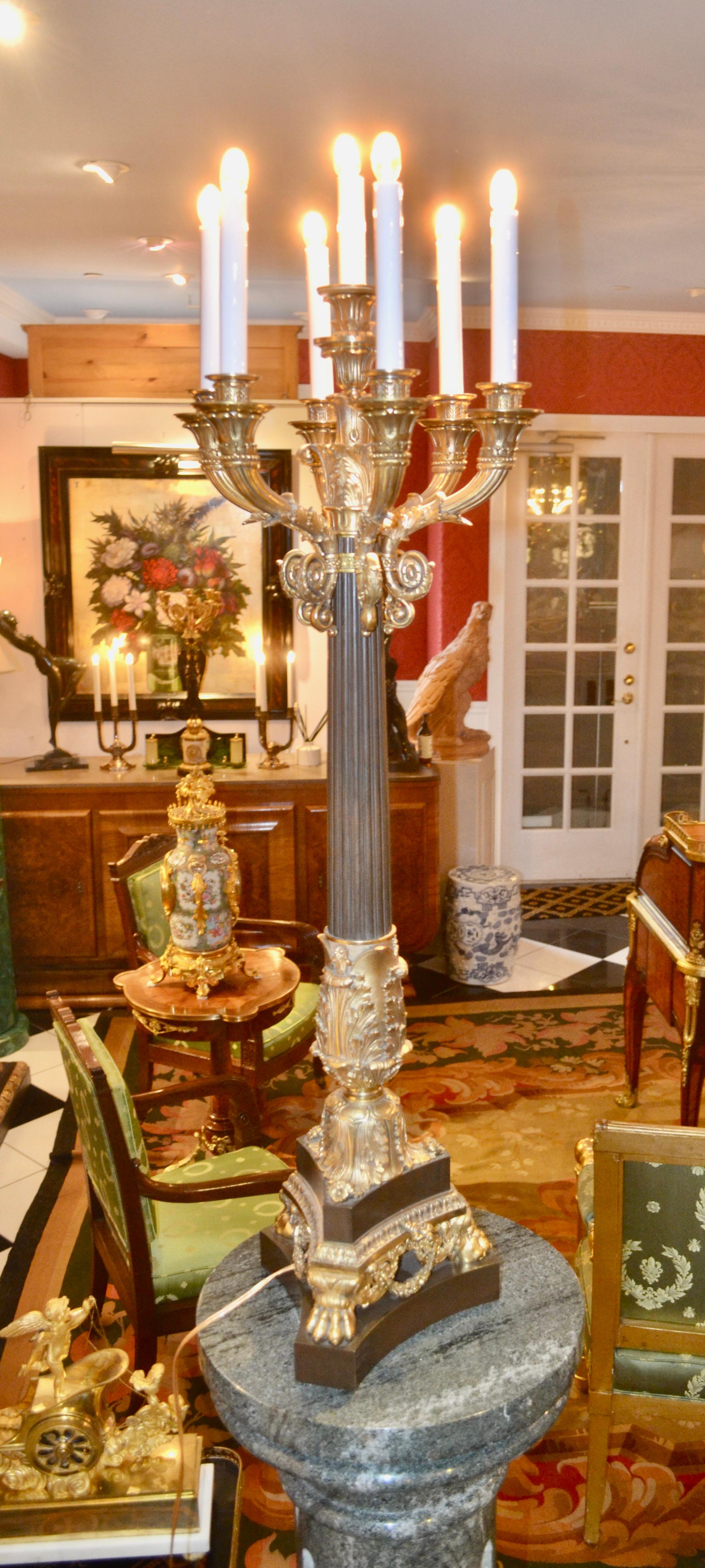 Large Scale Napoleon III Electrified Candelabra In Good Condition For Sale In Vancouver, British Columbia