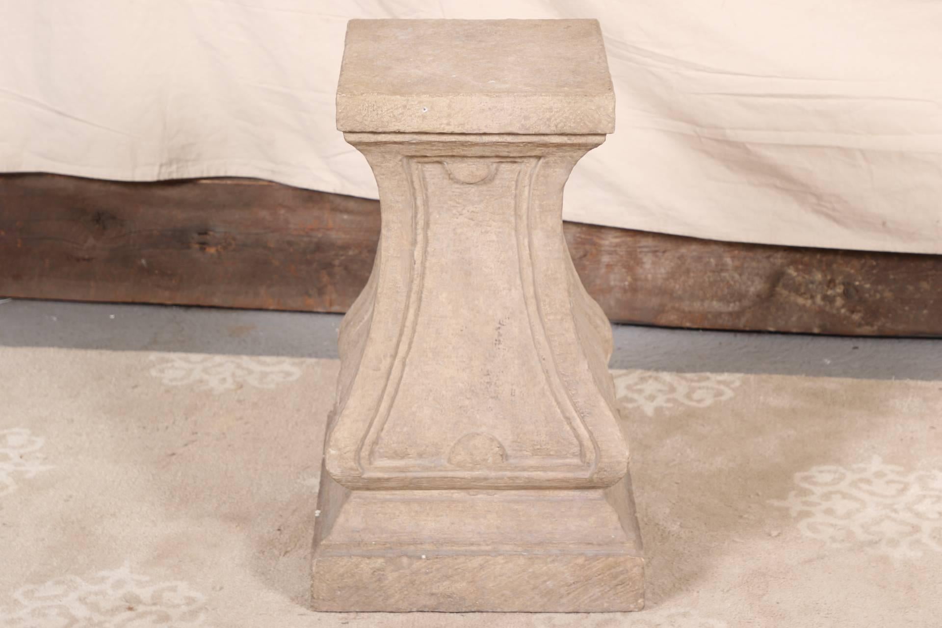 Large-Scale Oak and Cast Stone Pedestal Dining Table In Good Condition In Bridgeport, CT