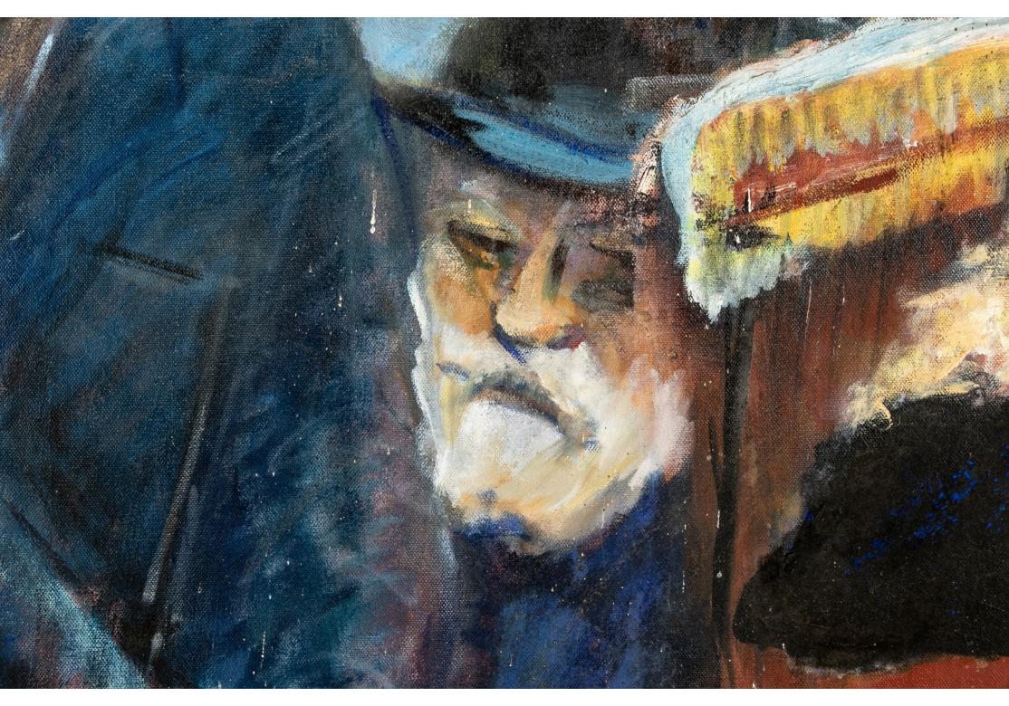 Großformatiges Öl auf Leinwand, Gruppe von Rabbinern im Angebot 7