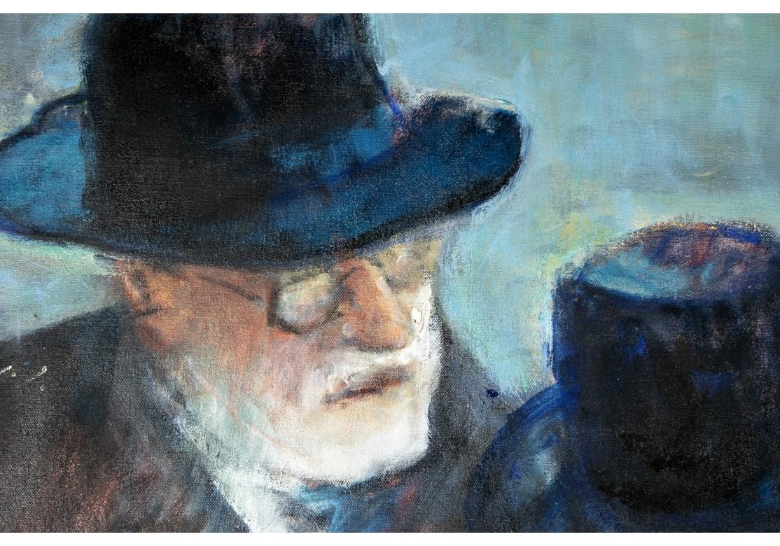 Großformatiges Öl auf Leinwand, Gruppe von Rabbinern (Moderne der Mitte des Jahrhunderts) im Angebot