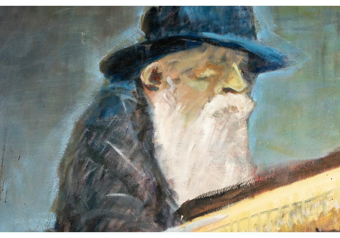 Großformatiges Öl auf Leinwand, Gruppe von Rabbinern (20. Jahrhundert) im Angebot