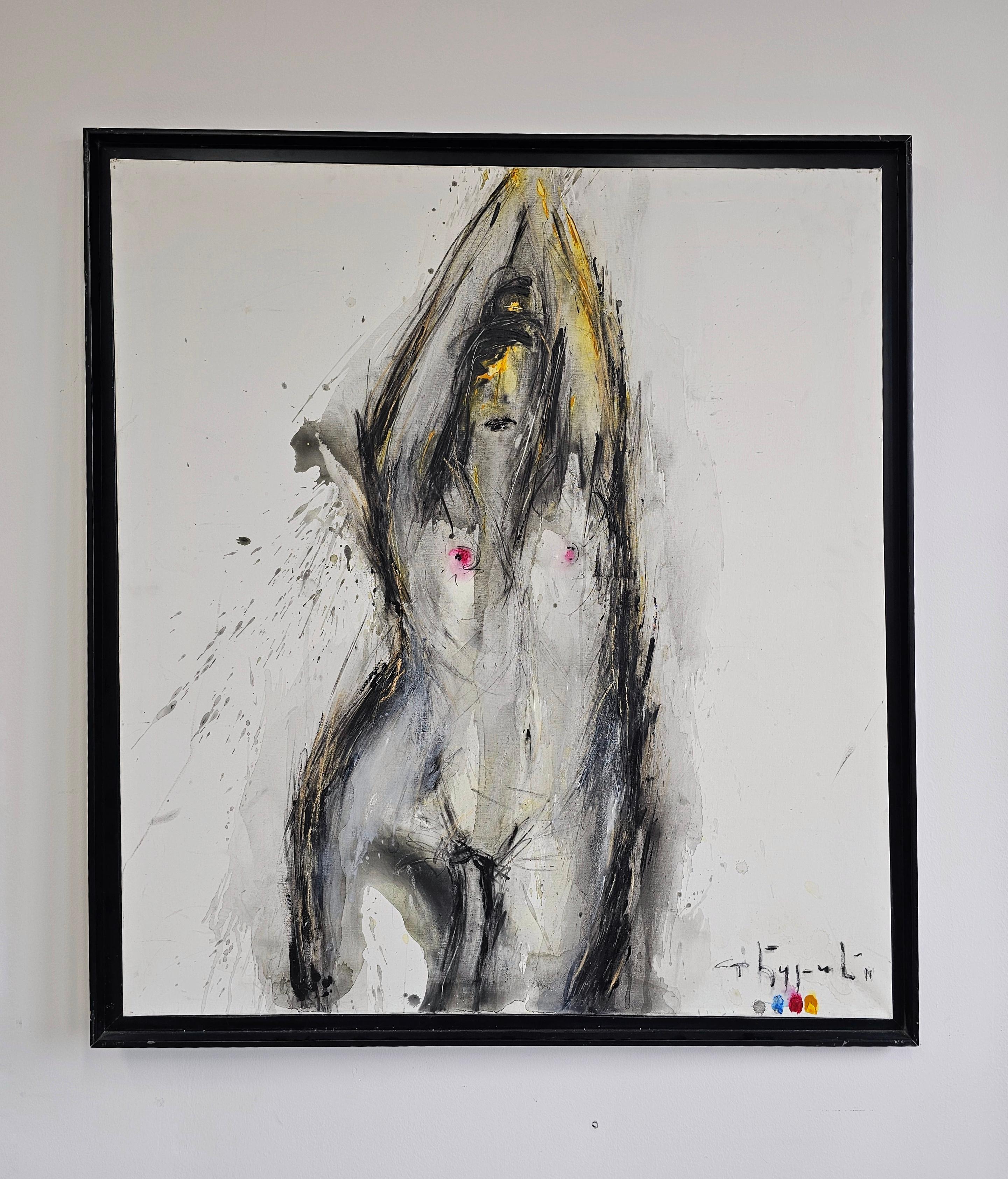 In this listing you will find a large scale Oil on Canvas with a title 