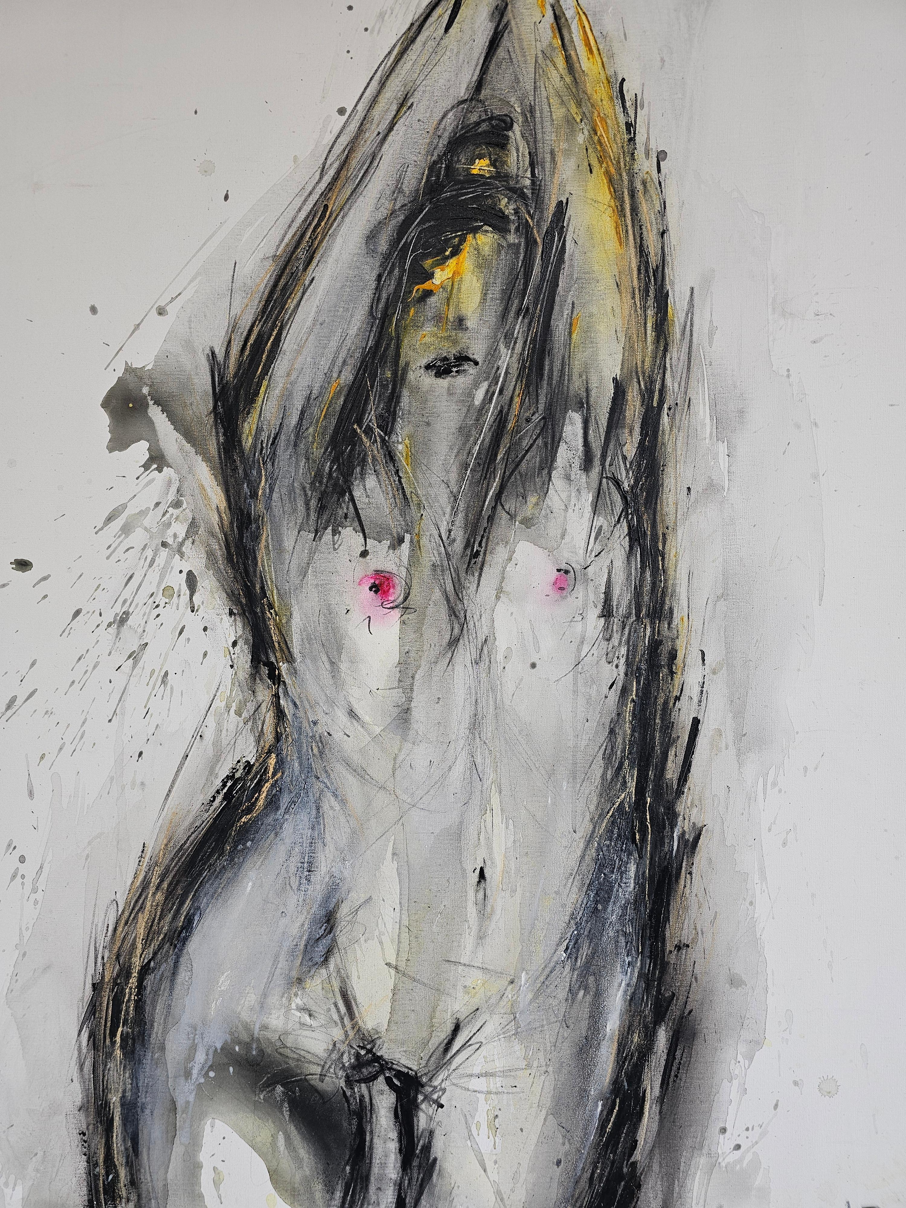 Large Scale Oil on Canvas of a female nude by a Serbian painter Stojan Djuric In Good Condition For Sale In Beograd, RS