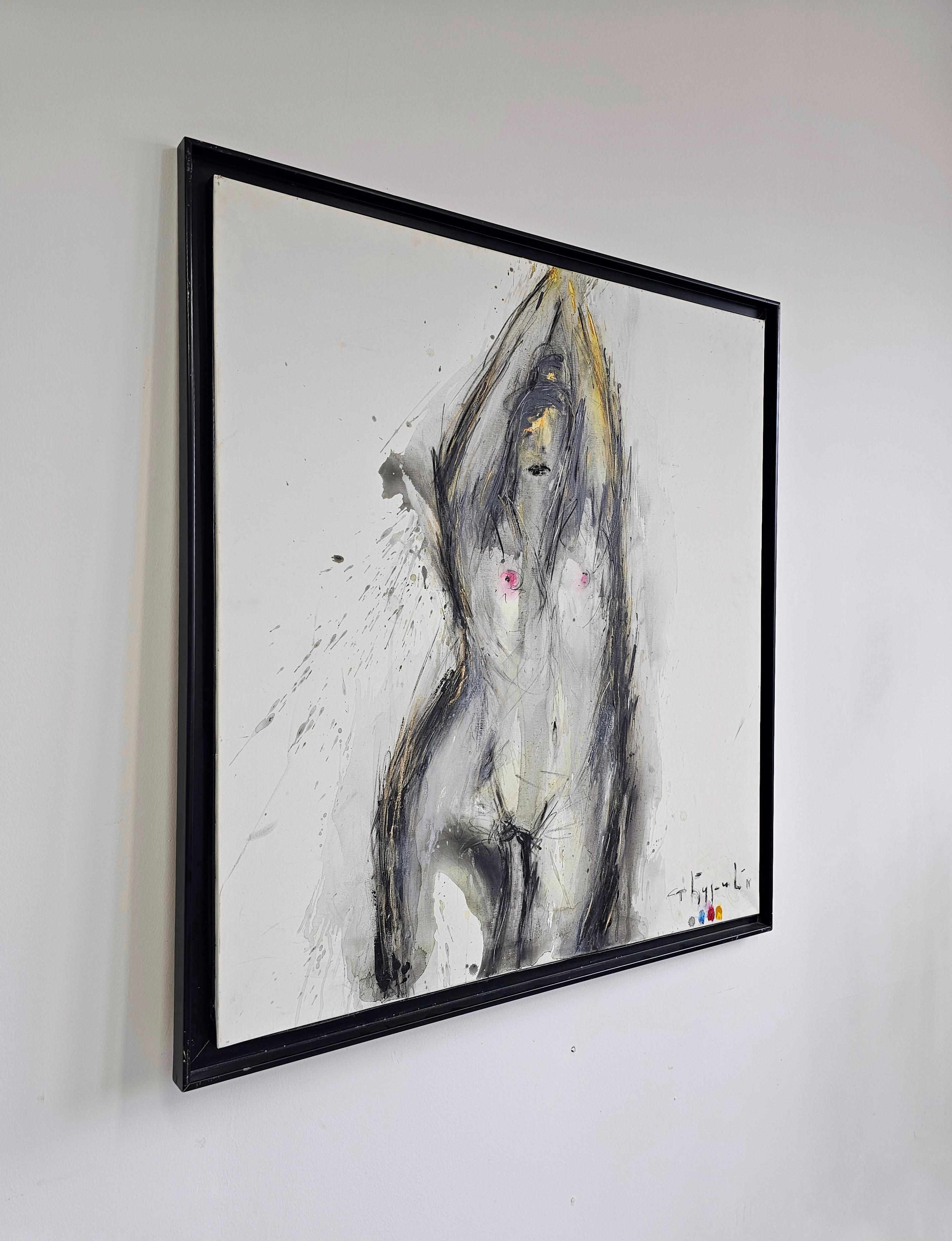Large Scale Oil on Canvas of a female nude by a Serbian painter Stojan Djuric For Sale 1